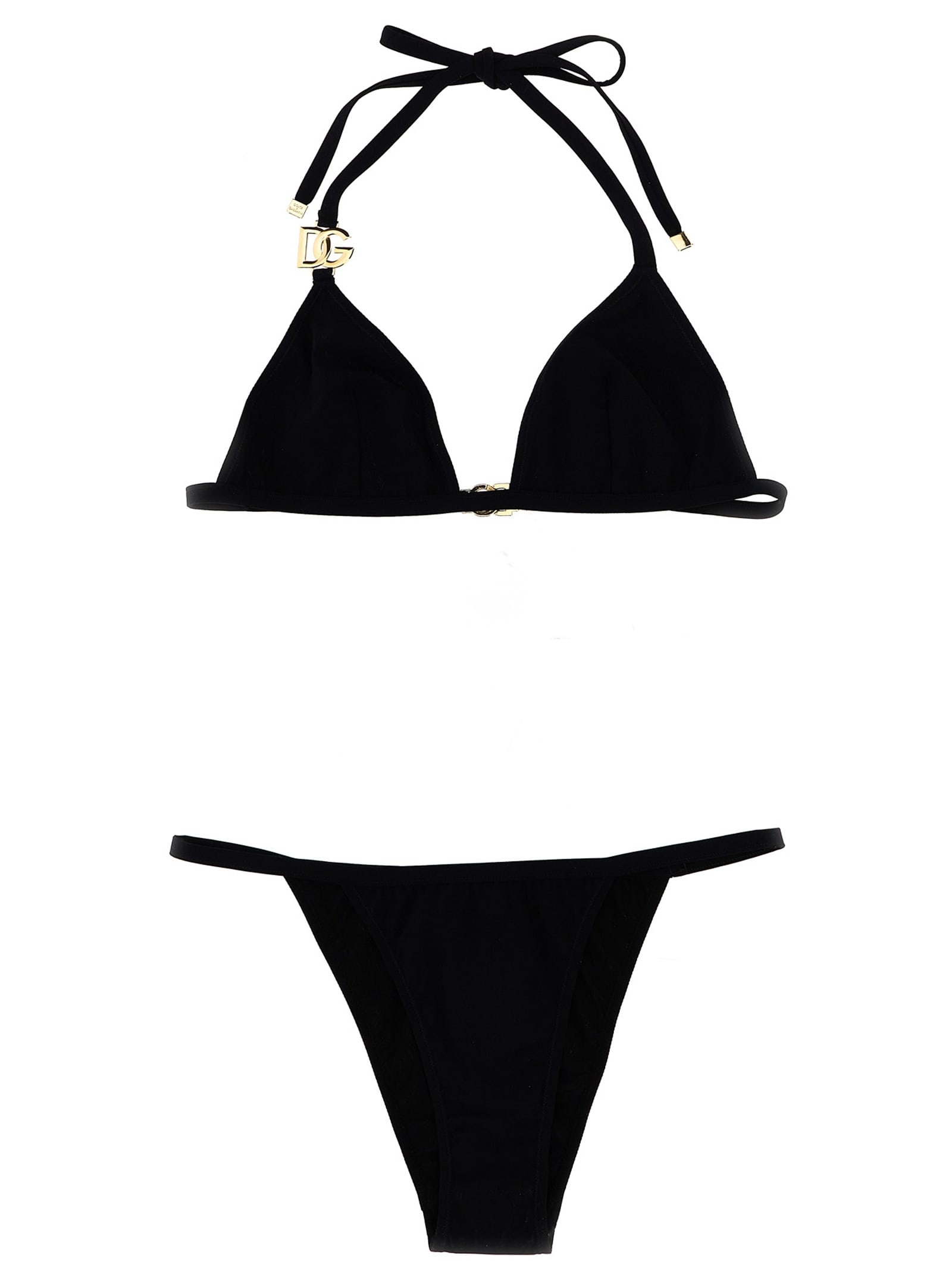 Shop Dolce & Gabbana Logo Bikini Set In Black