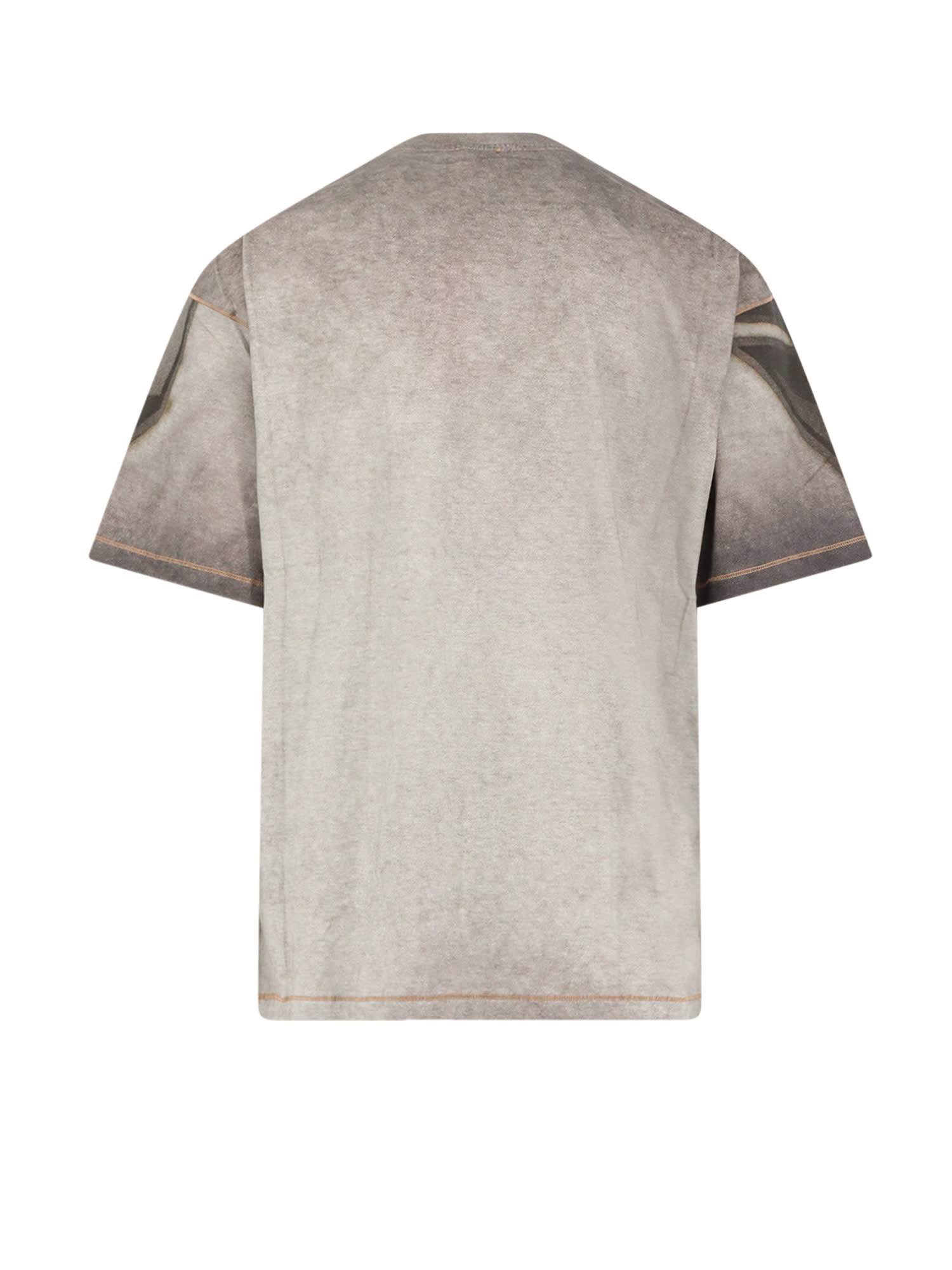 Diesel Cotton T-shirt With Graphic Print And Stitching In Gray