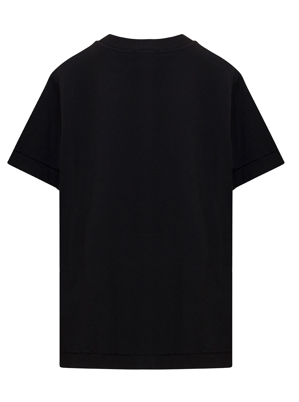 Stone Island Black Crewneck T-shirt With Patch Logo In Cotton Boy In Black