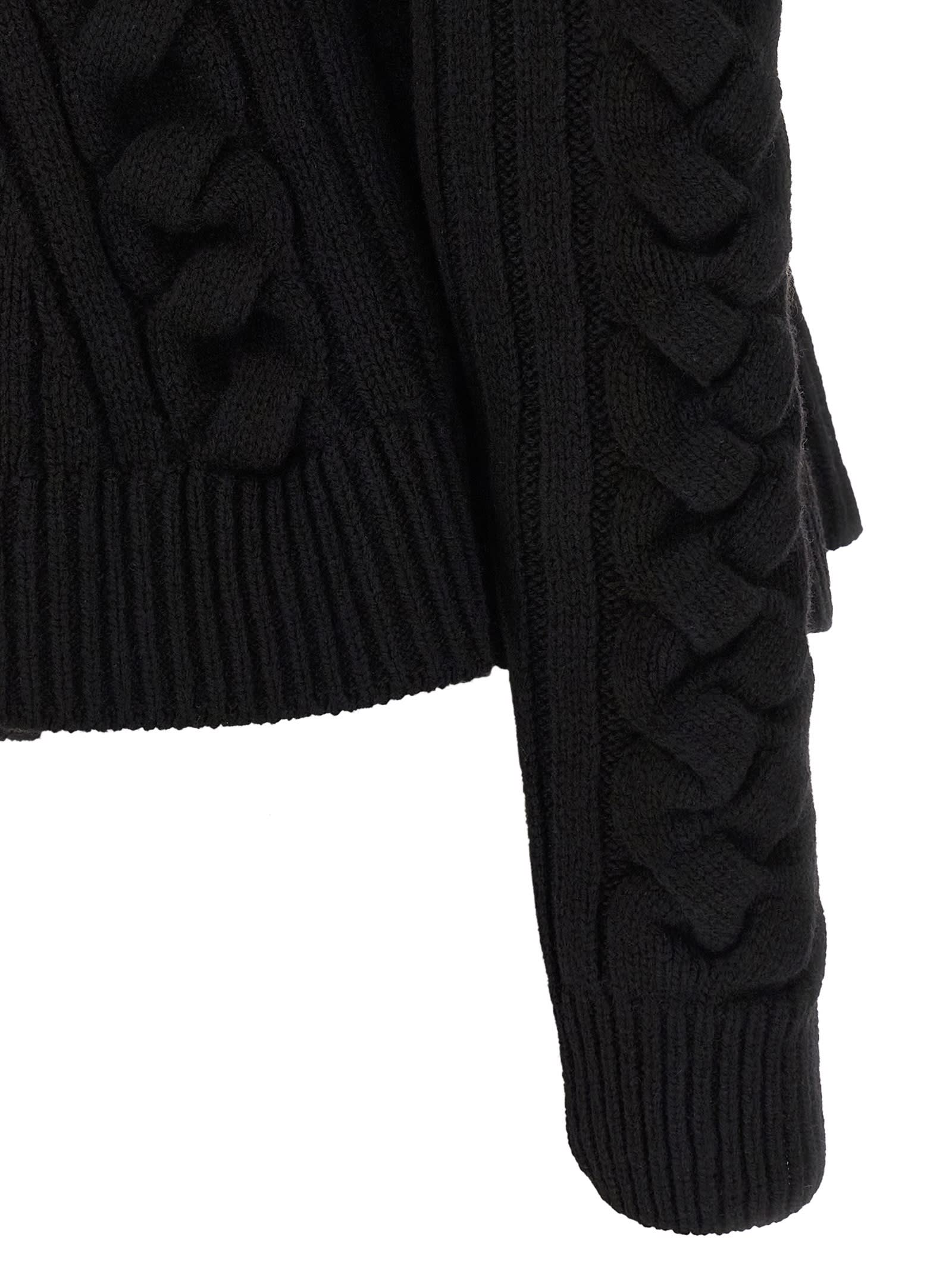 Alexander Mcqueen Braided Knitted Cardigan In Black