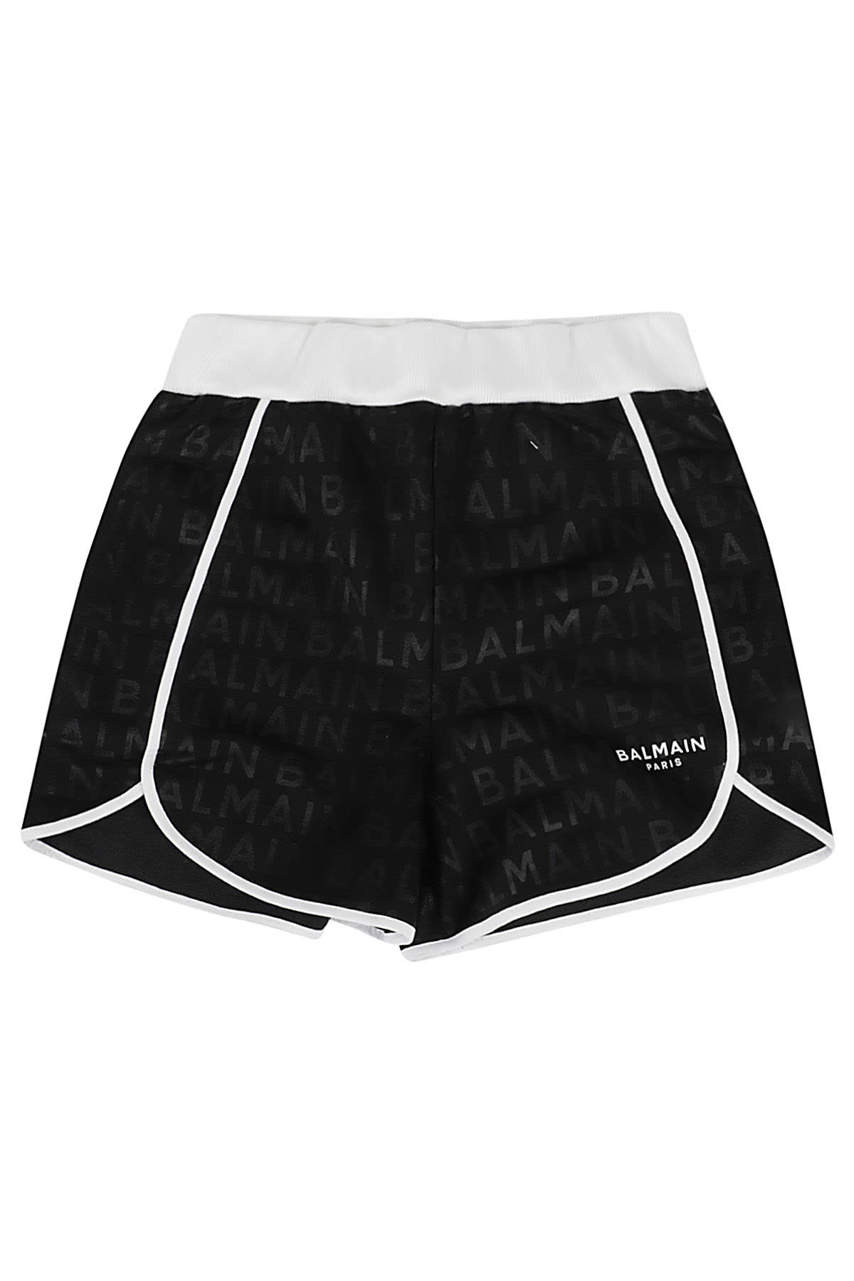 Shop Balmain Jersey Shorts In Bc Black White