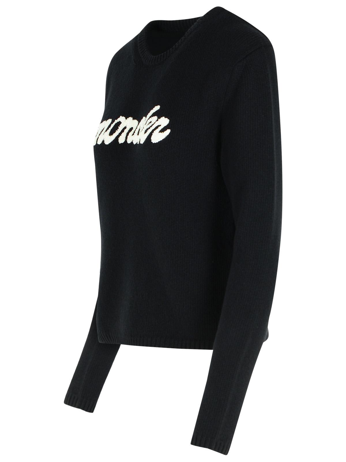 Moncler Cropped Sweater With Contrasting Embroidered Logo In Black