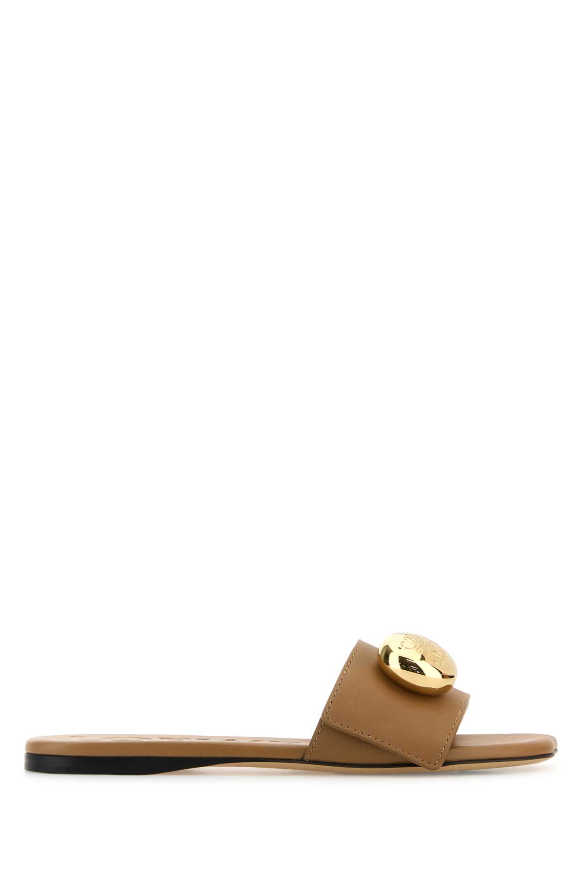 Loewe Camel Leather Pebble Slippers In Brown