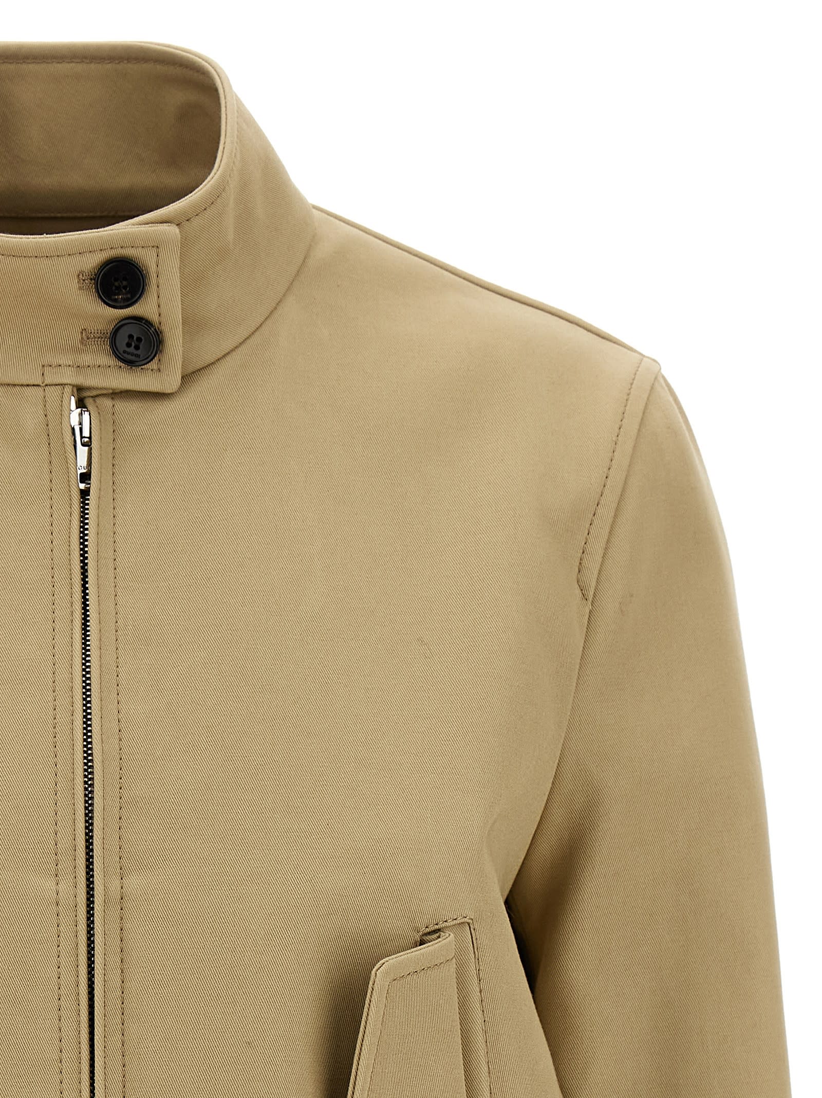 Gucci Cotton Bomber Jacket Casual Jackets And Parka Beige In Neutral