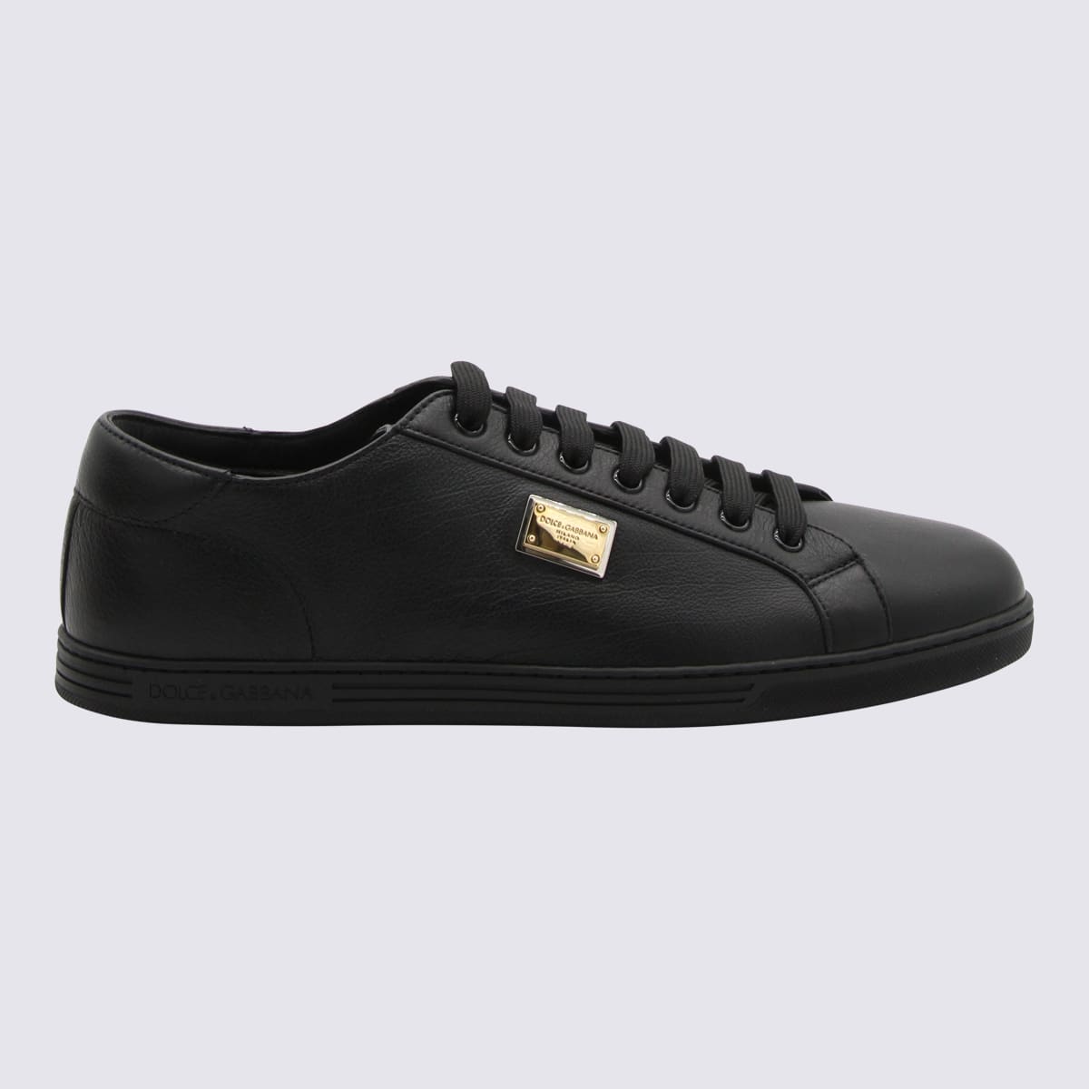 Shop Dolce & Gabbana Black Leather Saint Tropez Sneakers