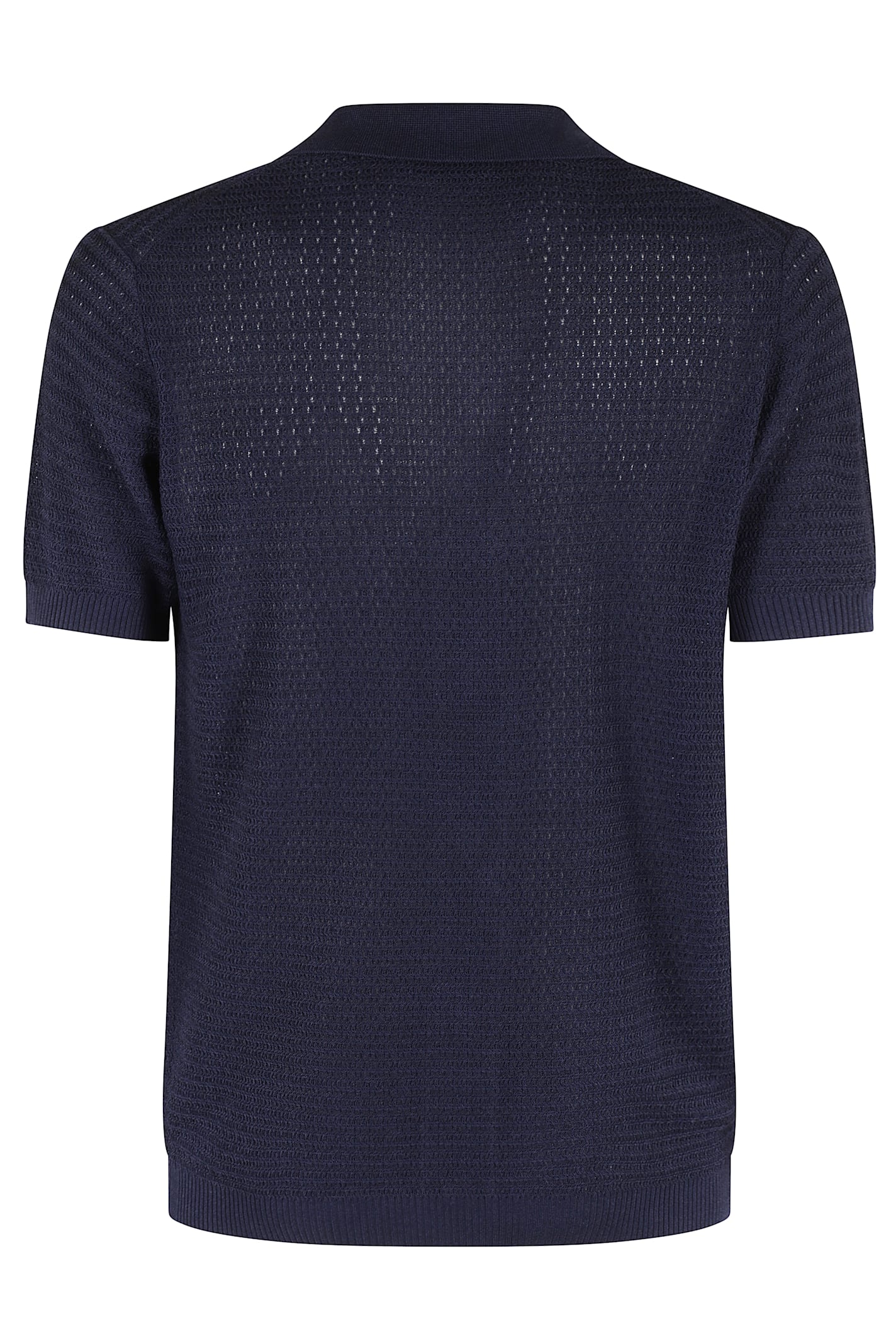 Kangra Cashmere Kangra Short-sleeved Shirt With Arabesque Pattern And Classic Collar In Navy