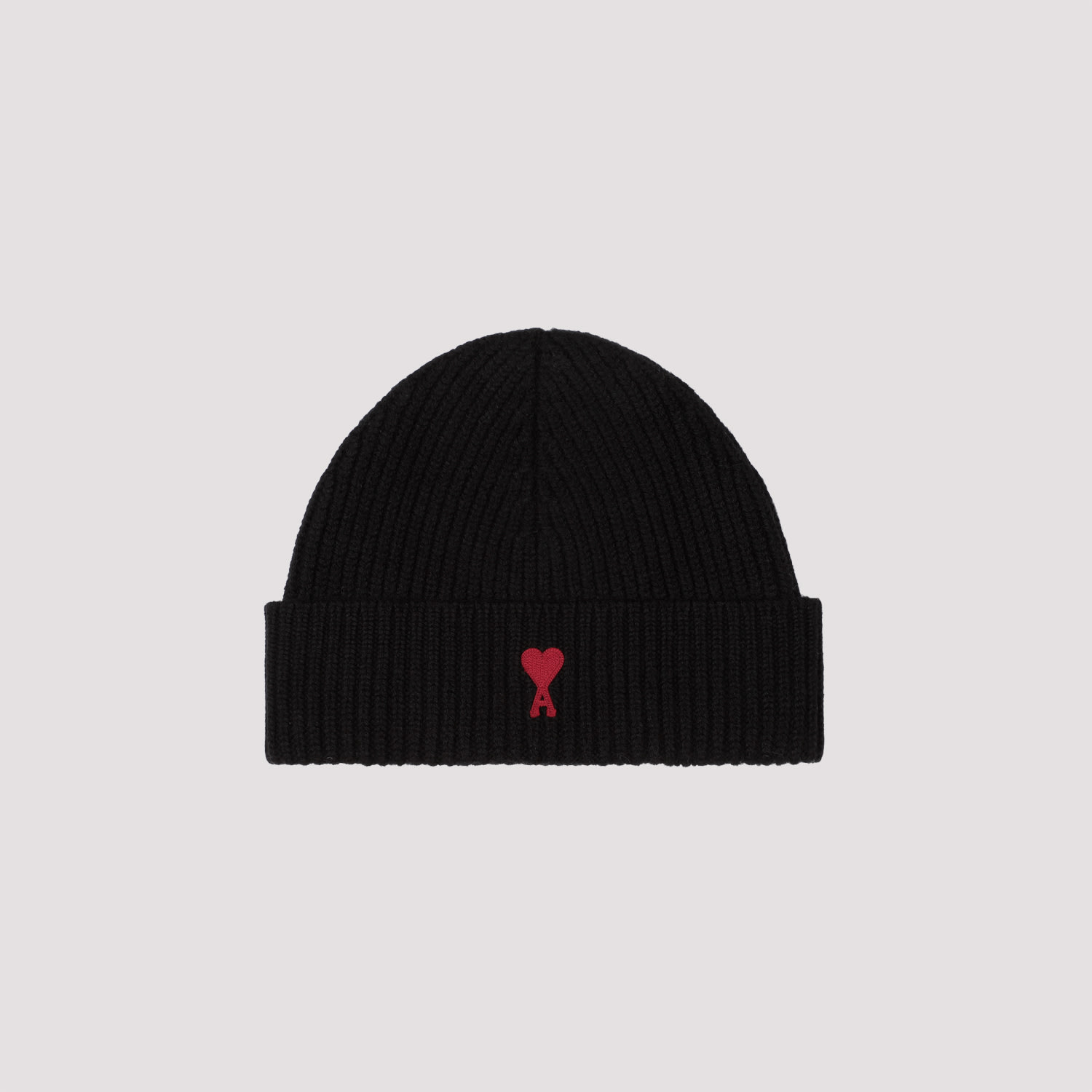 Shop Ami Alexandre Mattiussi Wool De Coeur Beanie In Black Red