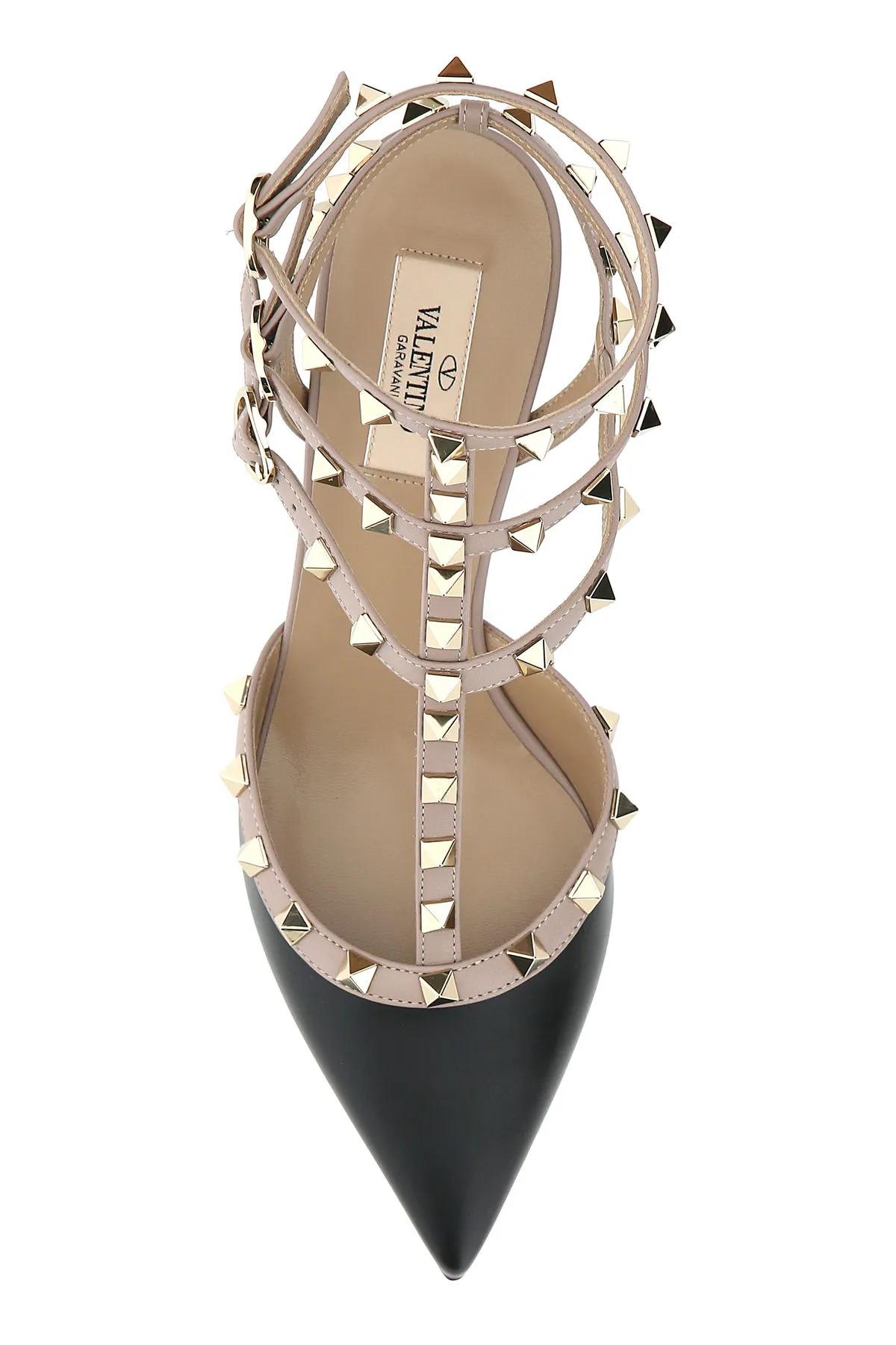 Shop Valentino Two-tone Leather Rockstud Pumps In Black