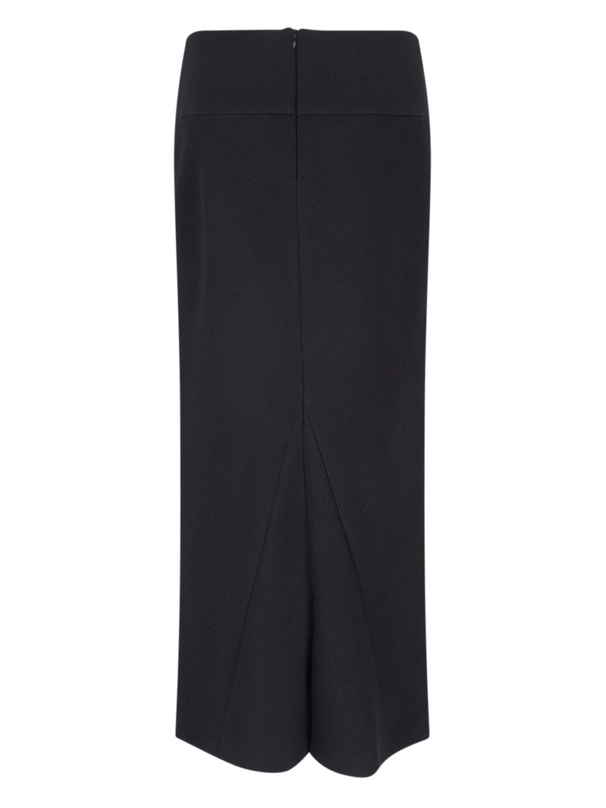 Shop Giorgio Armani Mid-rise Rear Slit Midi Skirt In Black
