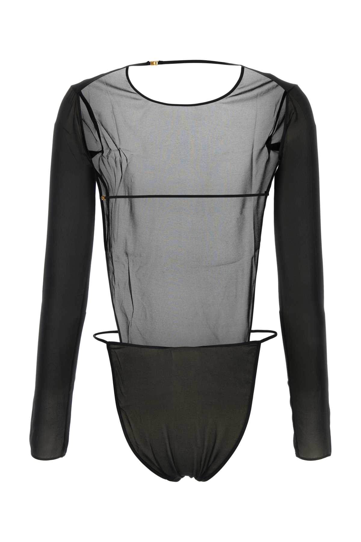 Shop Saint Laurent Black Stretch Silk Bodysuit In Noir