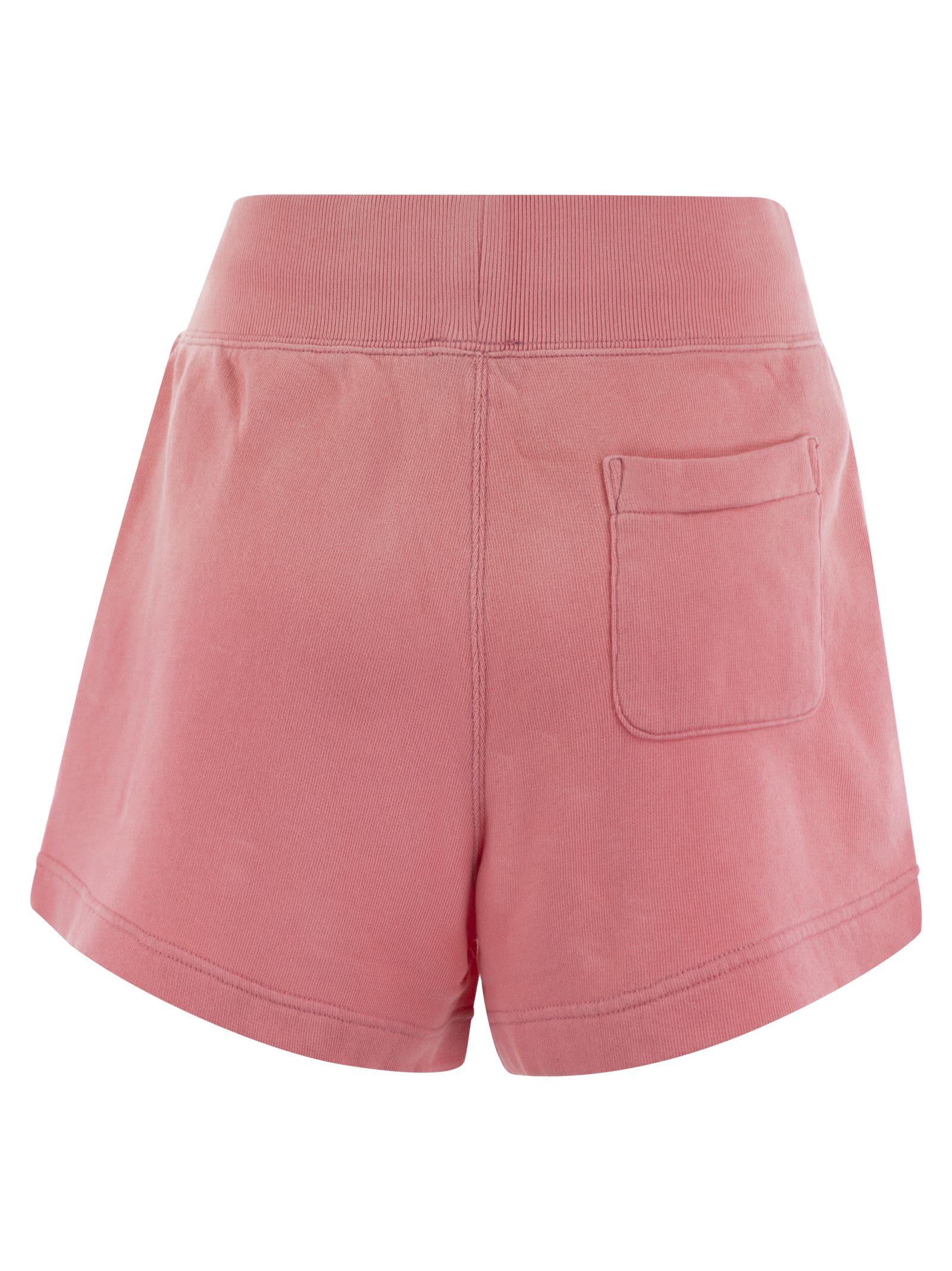 Shop Polo Ralph Lauren Plush Shorts With Drawstring In Pink