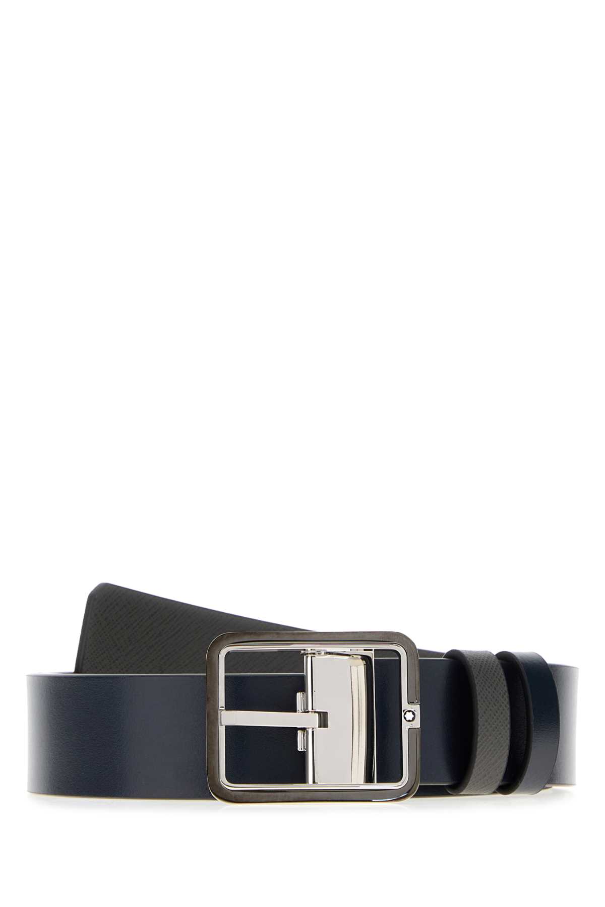 Dark Blue Leather Reversible Belt