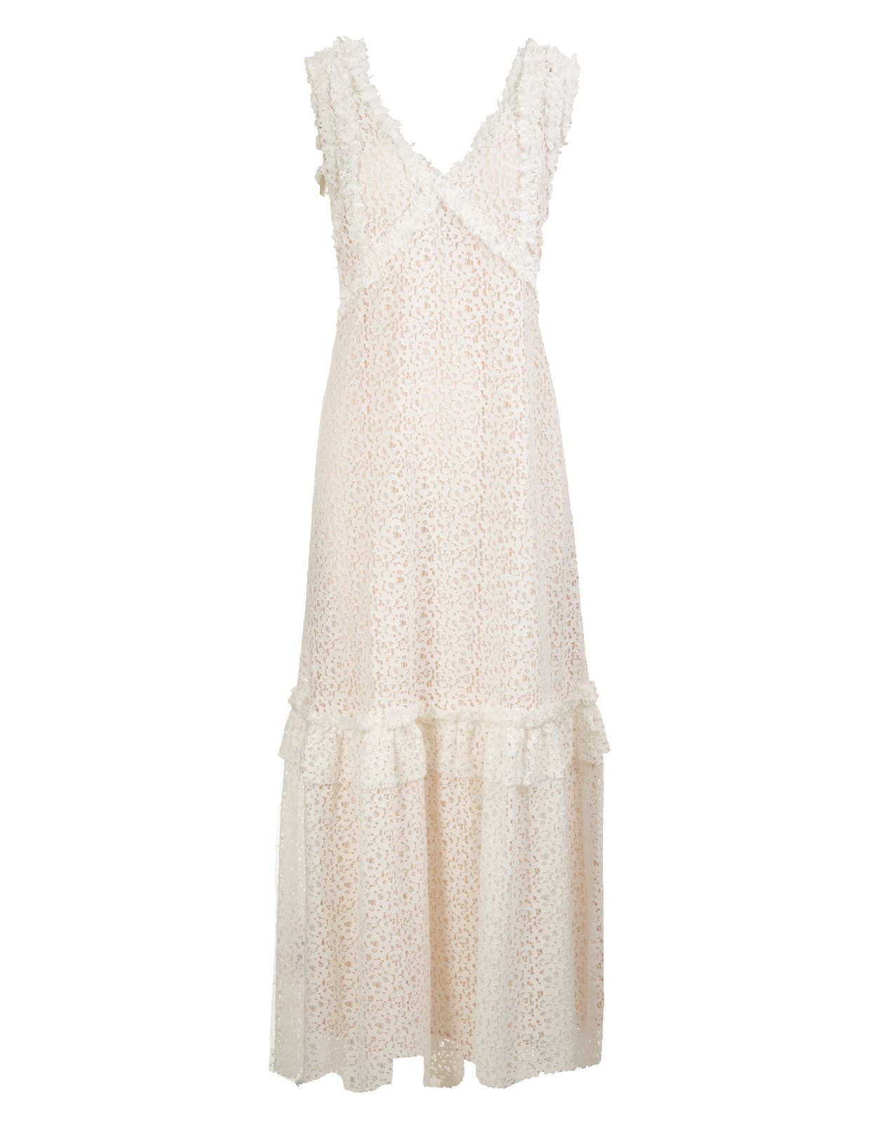 Parosh Panna White Embroidered Long Dress