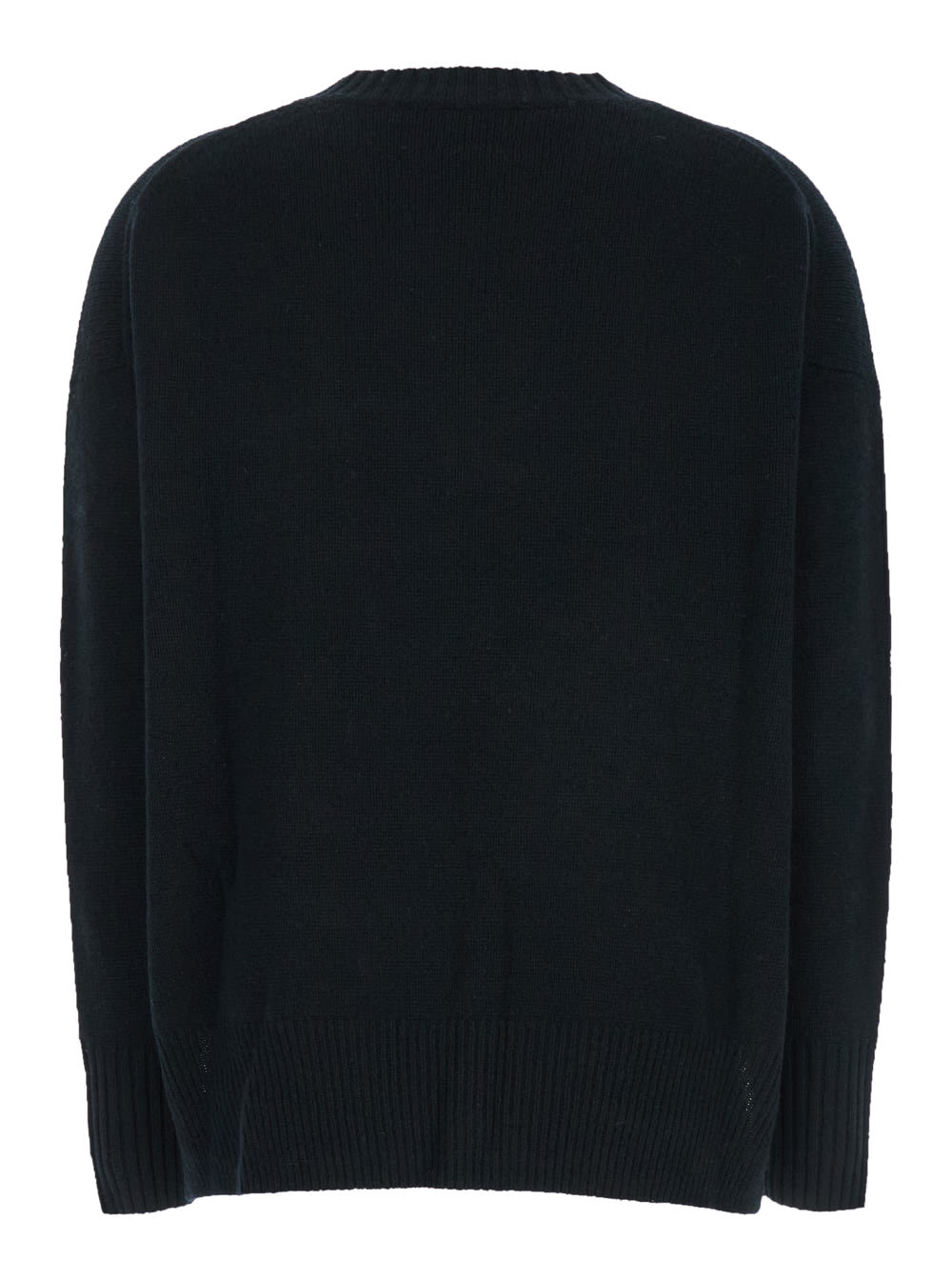 Shop Allude Black Crewneck Sweater With Dropped Shoulders In Cashmere Woman