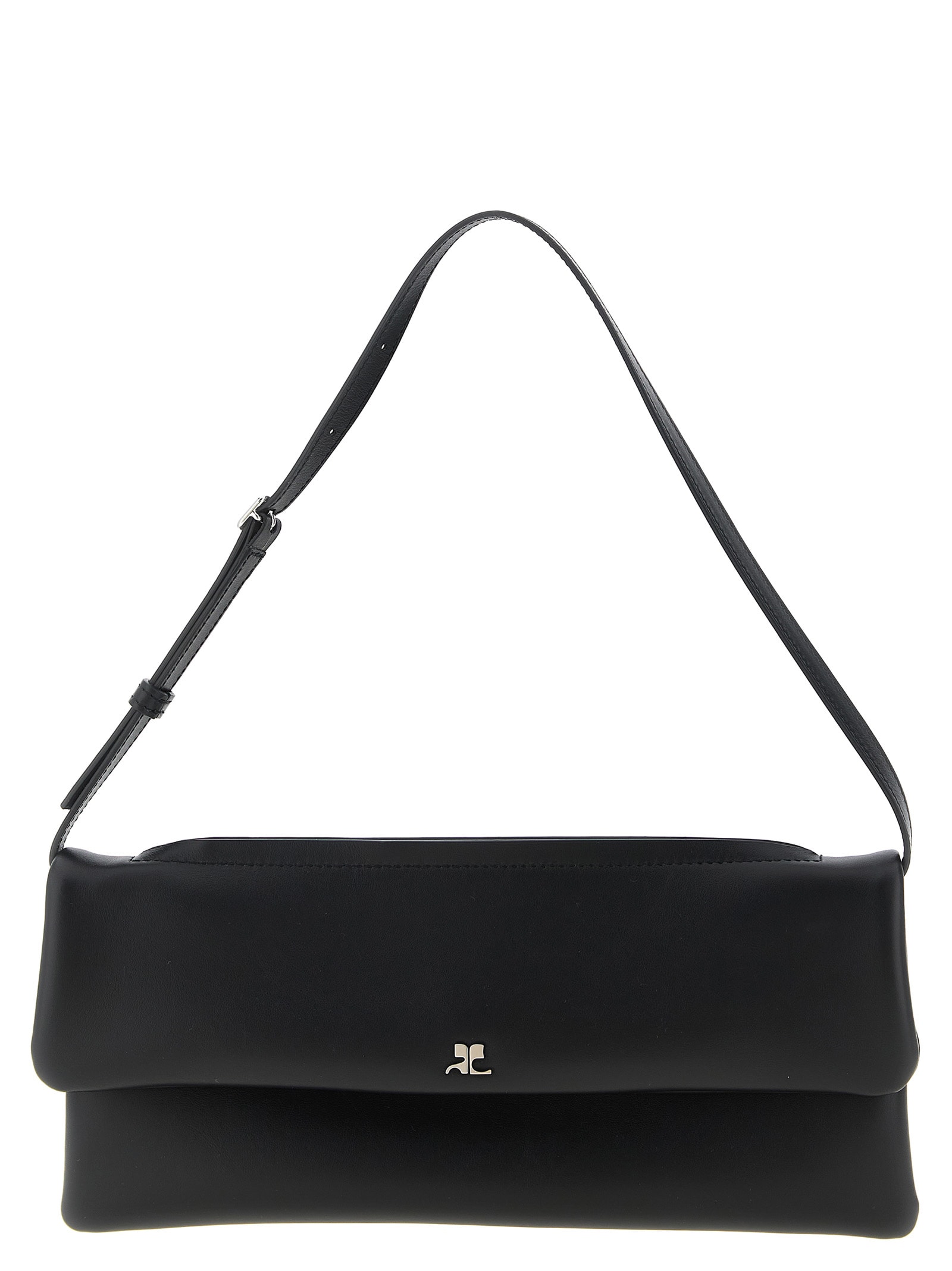 Courrèges Rectangular Shoulder Bag Adjustable Strap In Black