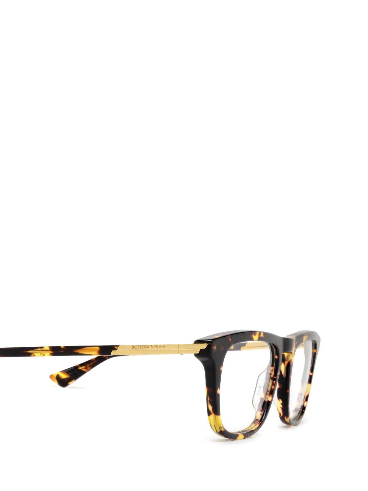 Bottega Veneta Sqaure Frame Glasses In 002 Havana Havana Transpa