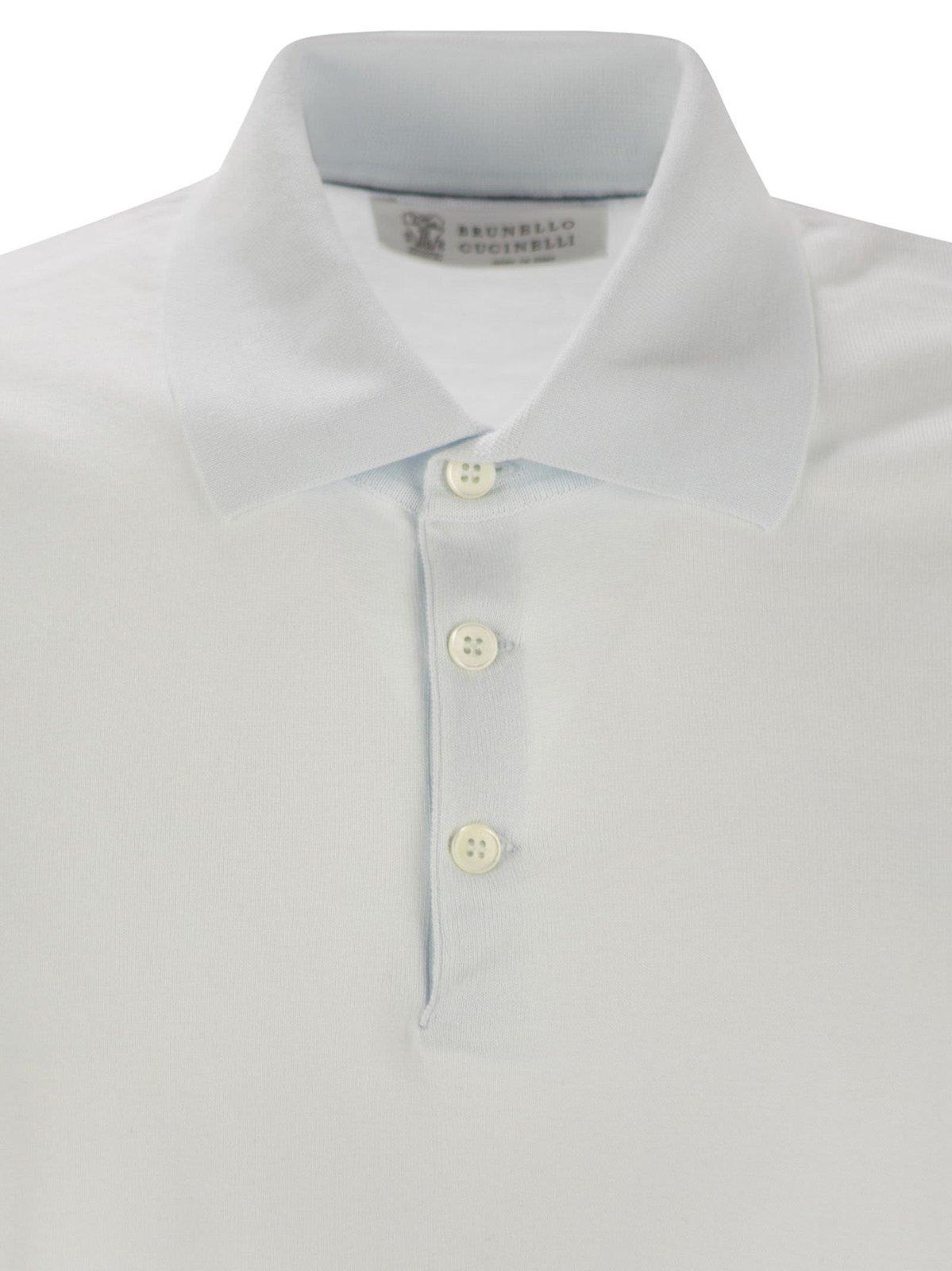 Brunello Cucinelli Men's Ribbed Cotton Polo-style Jersey In Gray