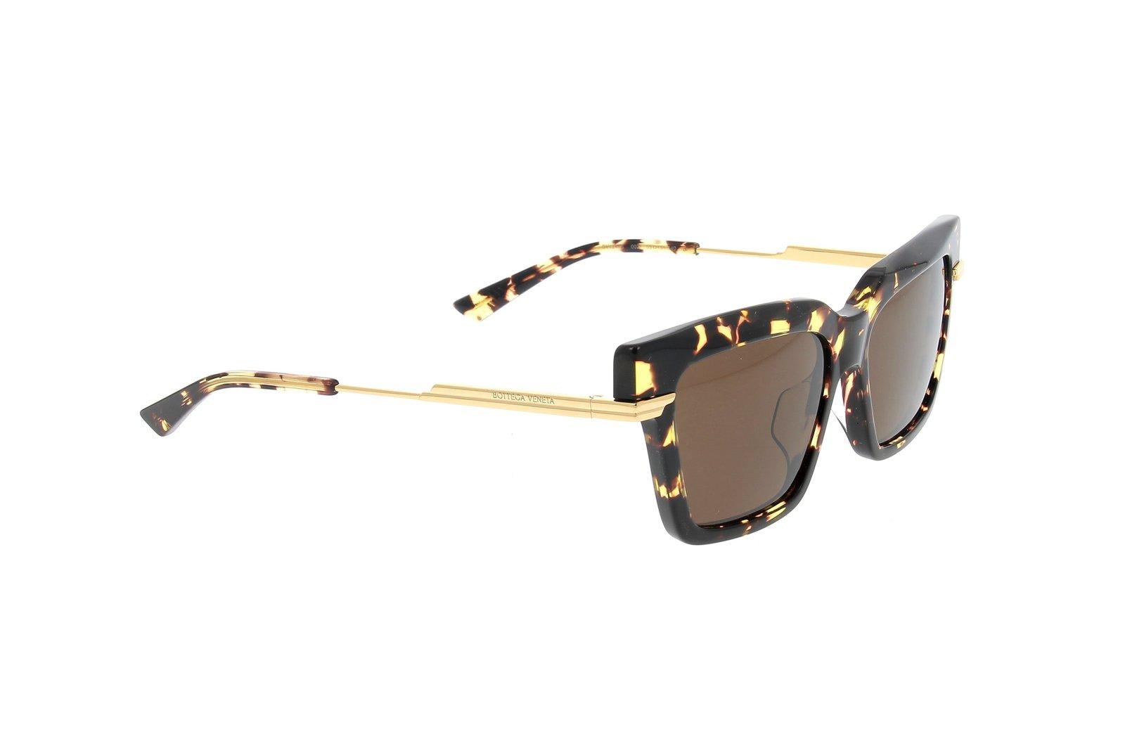 Shop Bottega Veneta Cat-eye Frame Sunglasses Sunglasses In 002 Havana Gold Brown