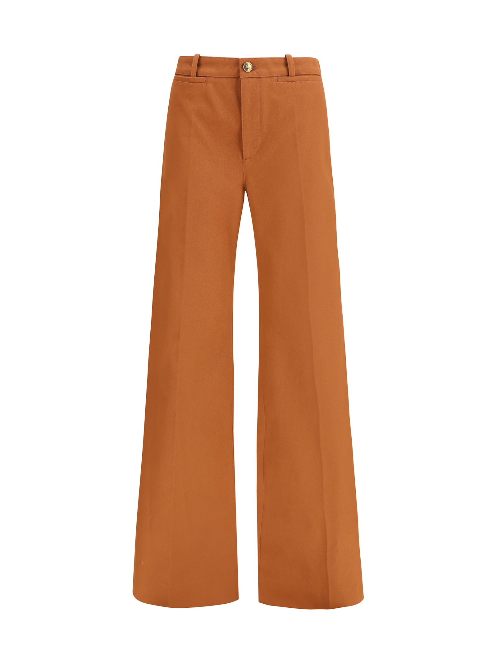 Chloé Wide Leg Trousers With Pockets And Loops In Orange