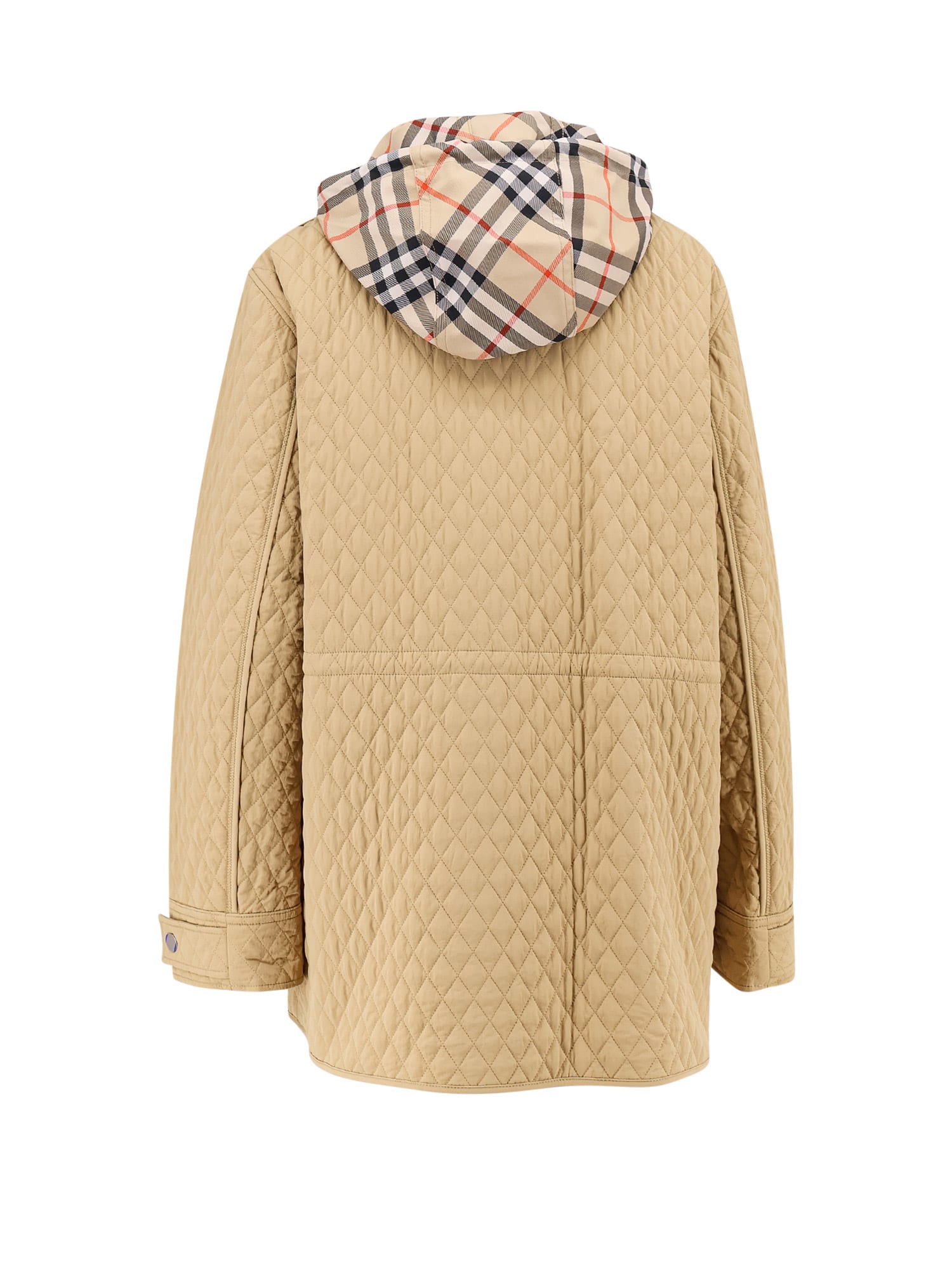 Shop Burberry Check Tech Hooded Jacket In Beige