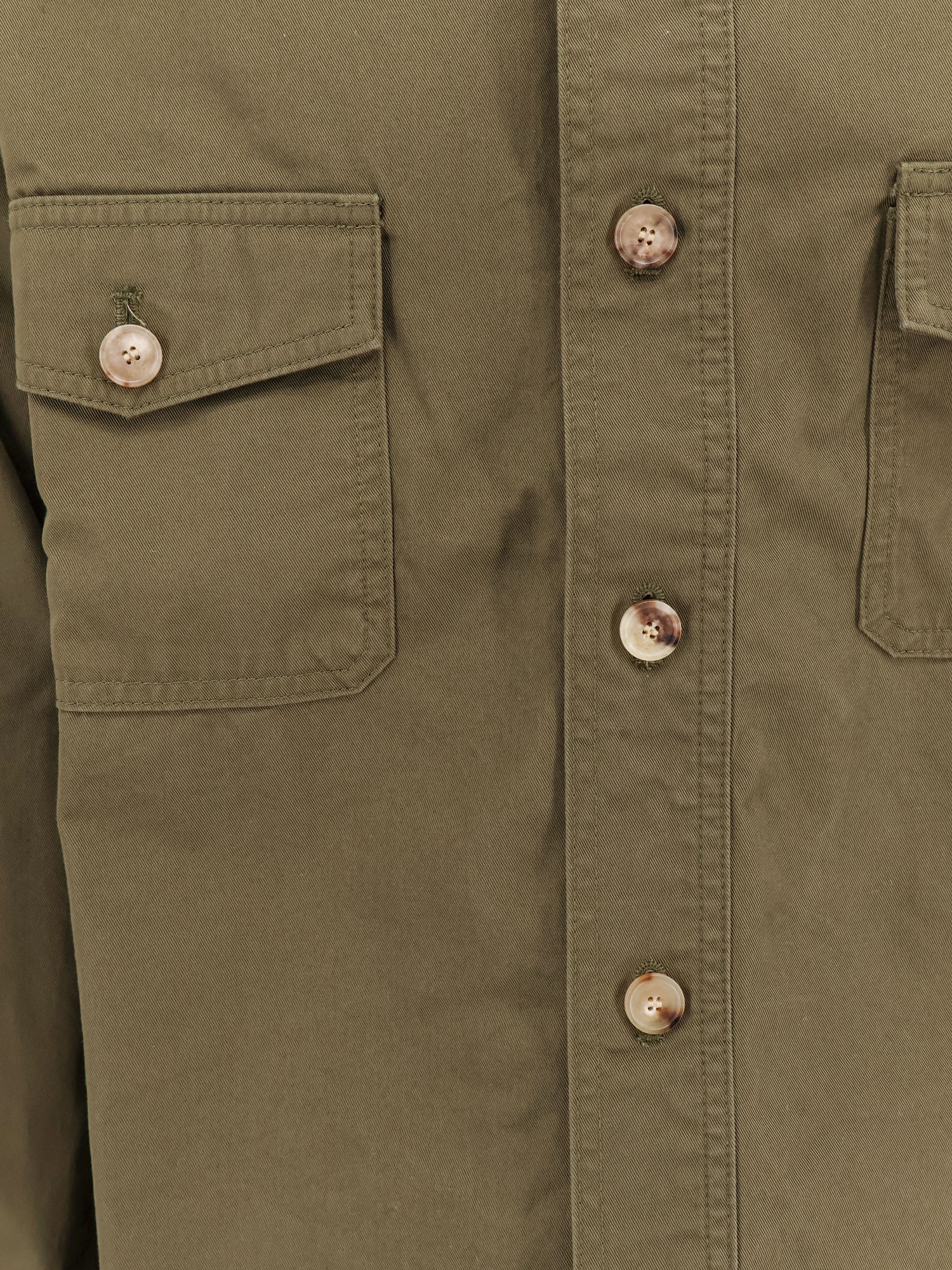 Saint Laurent Oversize Organic Cotton Shirt In Green