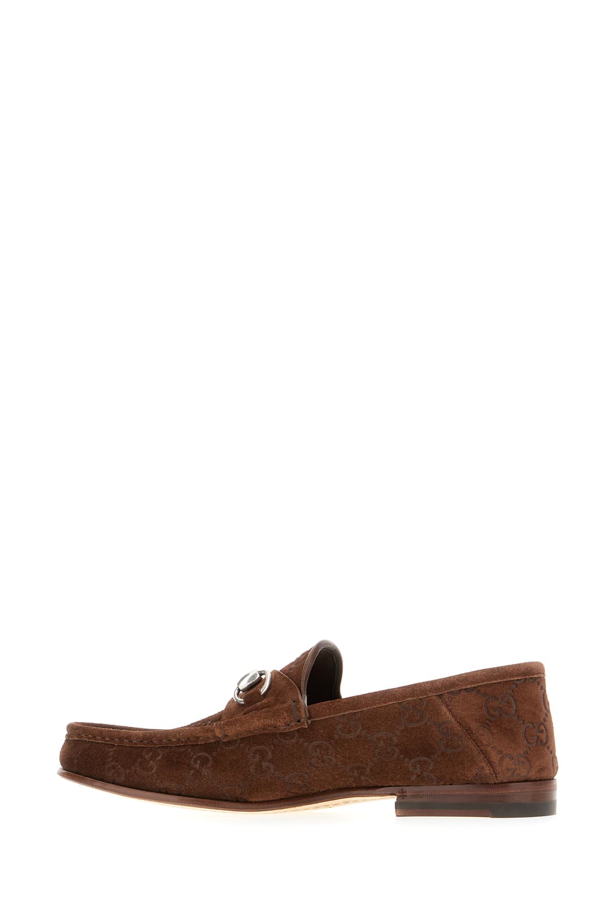 Gucci Men Suede Loafers With All-over Gg Motif In Brown