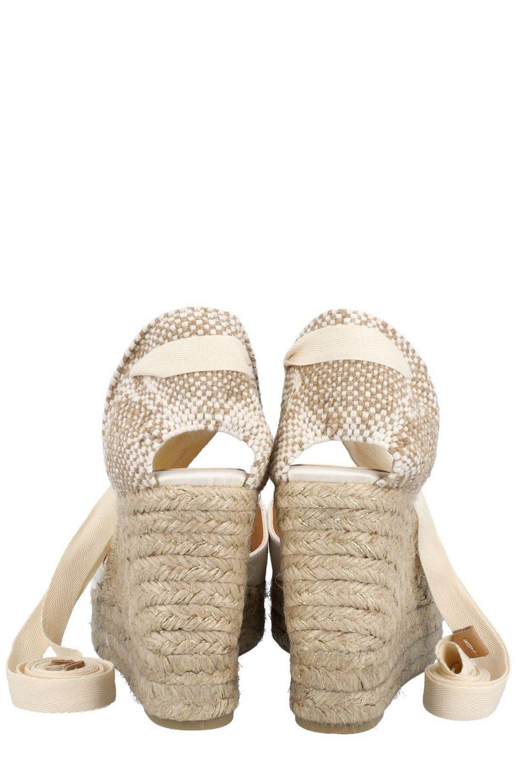 Shop Castaã±er Chiara Almond Toe Wedge Espadrilles In White