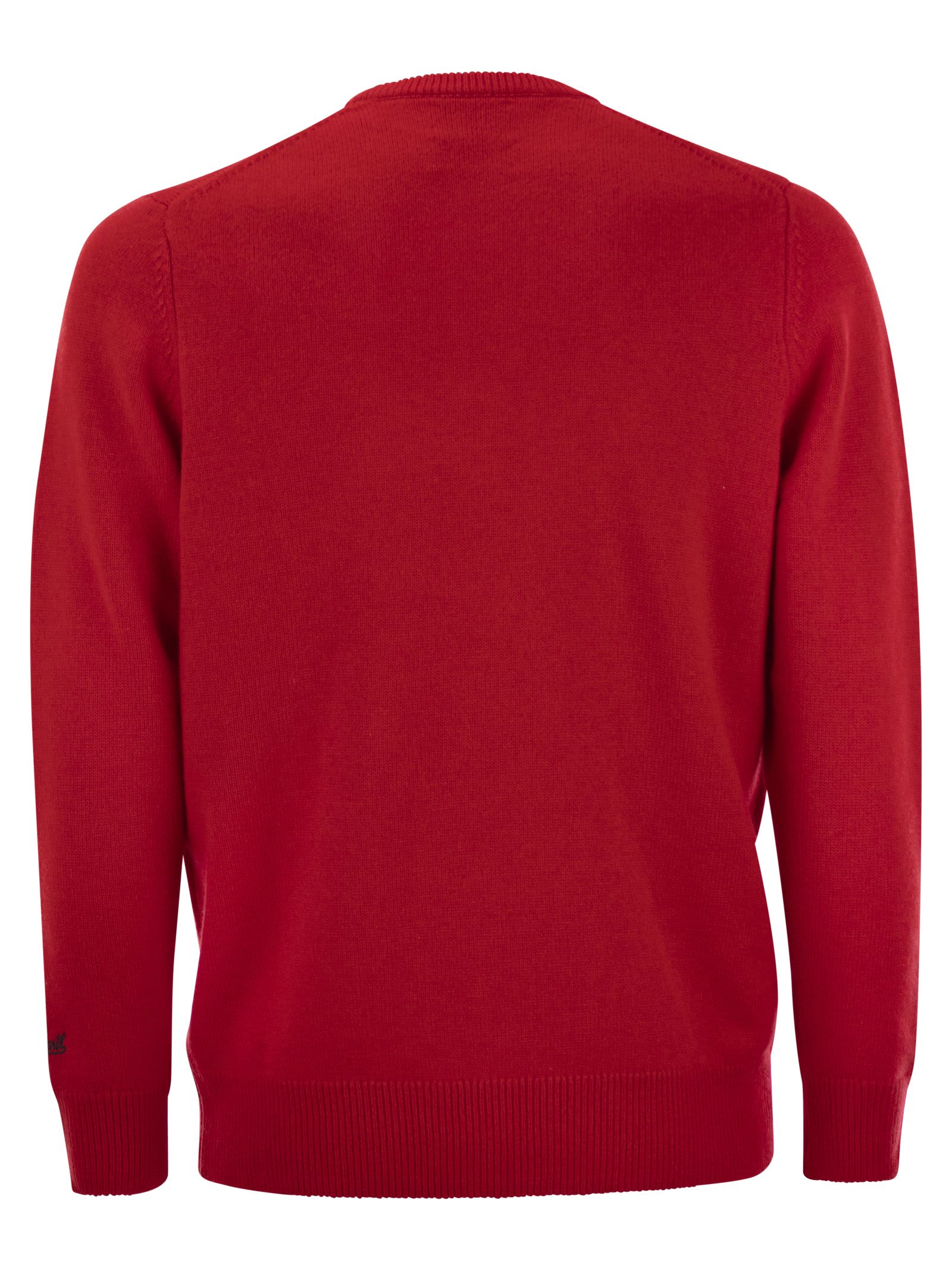 Mc2 Saint Barth Vacanze Di Natale Jumper In Wool And Cashmere Blend In Red