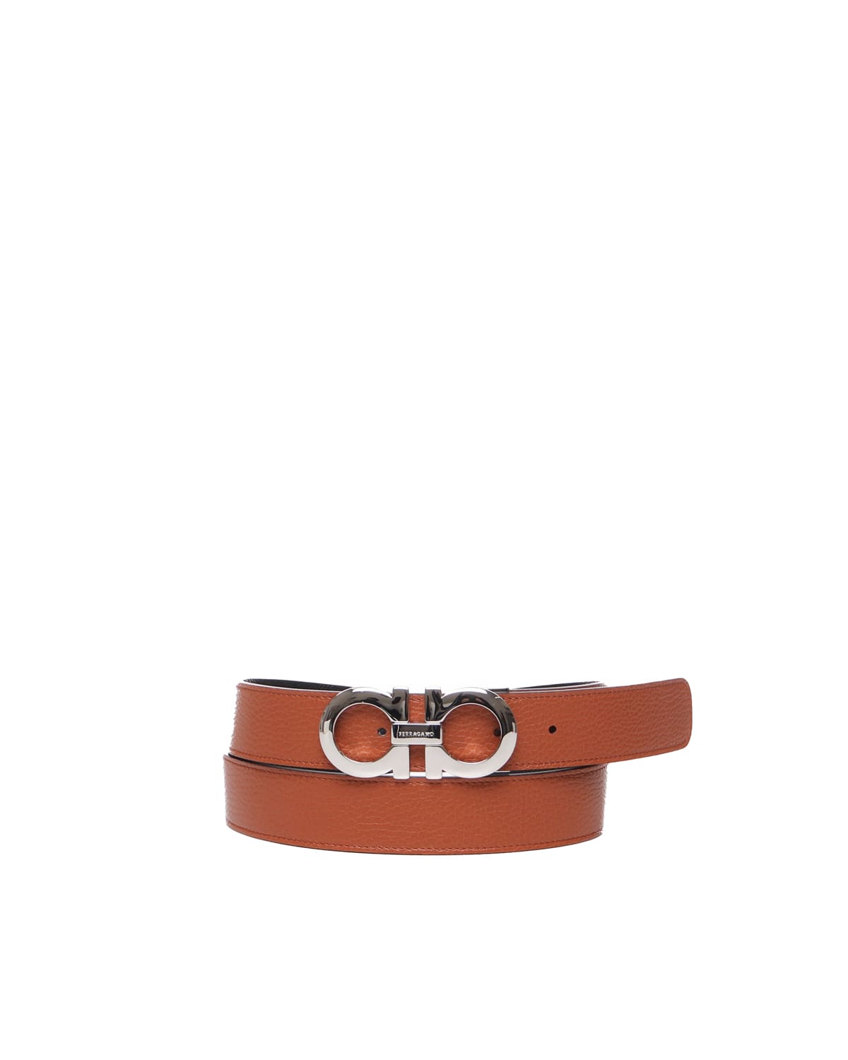 Shop Ferragamo Reversible Gancini Belt In Terracotta, Black