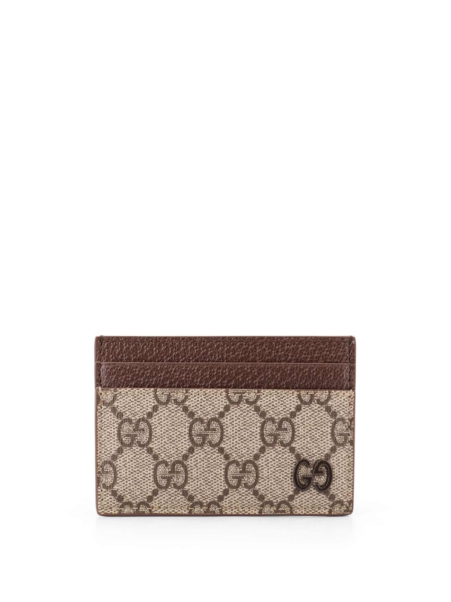 Gucci Gg Supreme Fabric And Leather Card Holder
