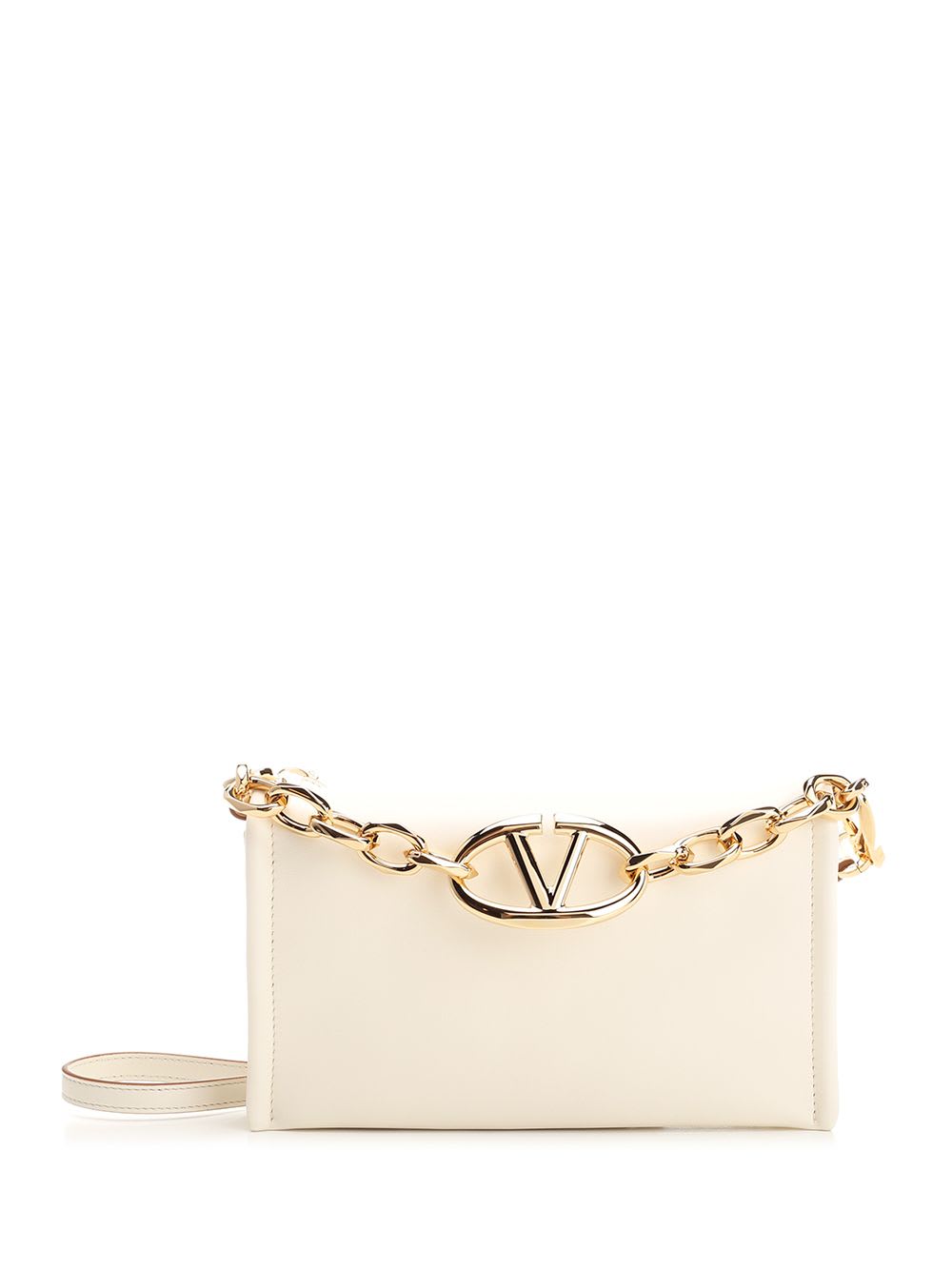 Shop Valentino Vlogo Chain Clutch In White