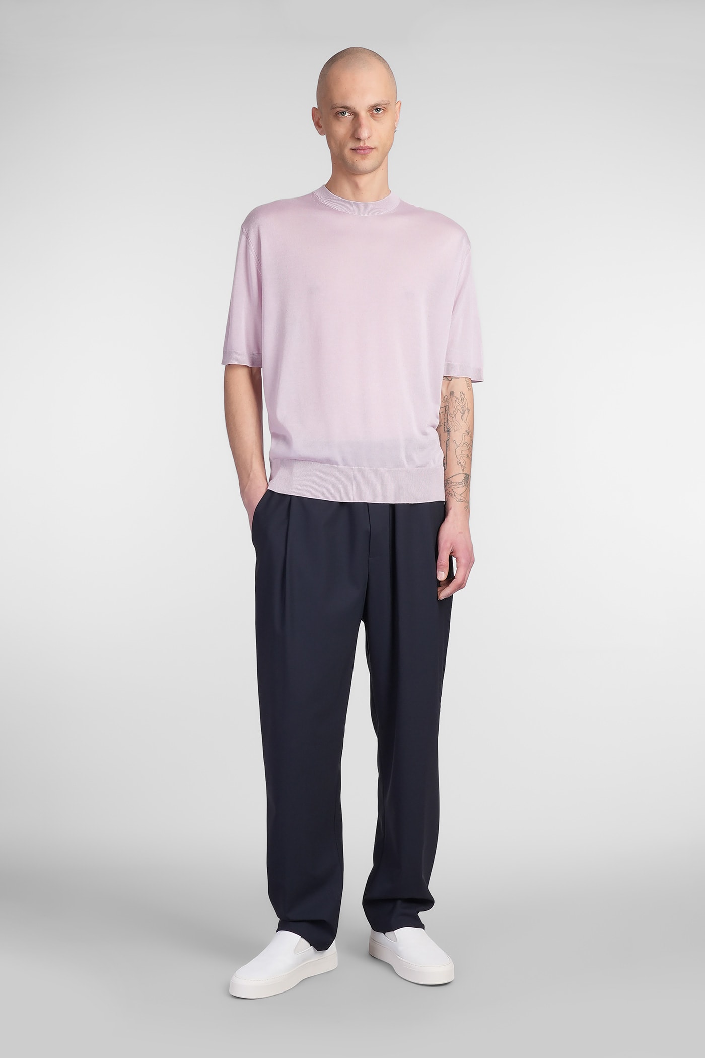 Shop Laneus T-shirt In Lilla Wool And Polyester