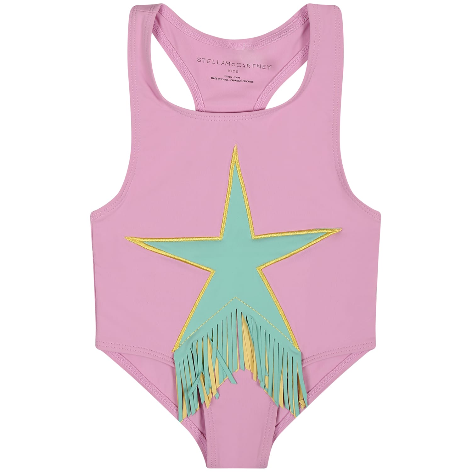 Stella Mccartney Kids' Pink Swimsuit For Baby Girl With Star