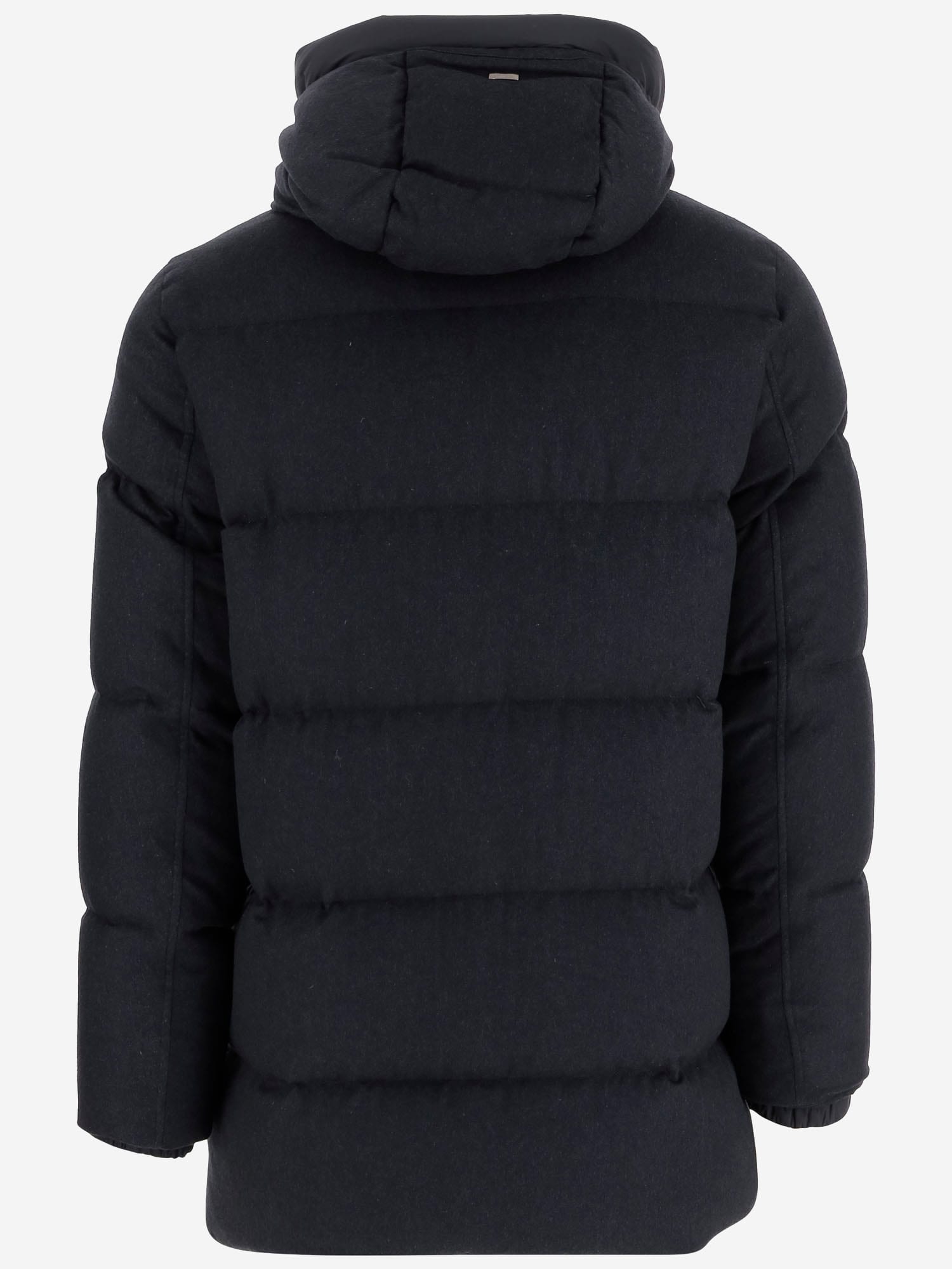 Herno Silk And Cashmere Padded Down Jacket In Blue