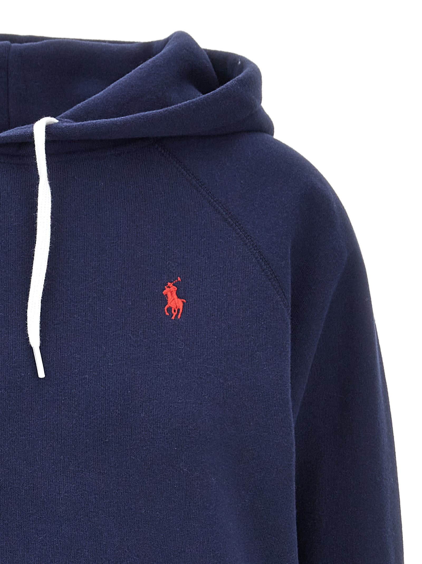 Shop Polo Ralph Lauren Logo Embroidery Hoodie In Blue