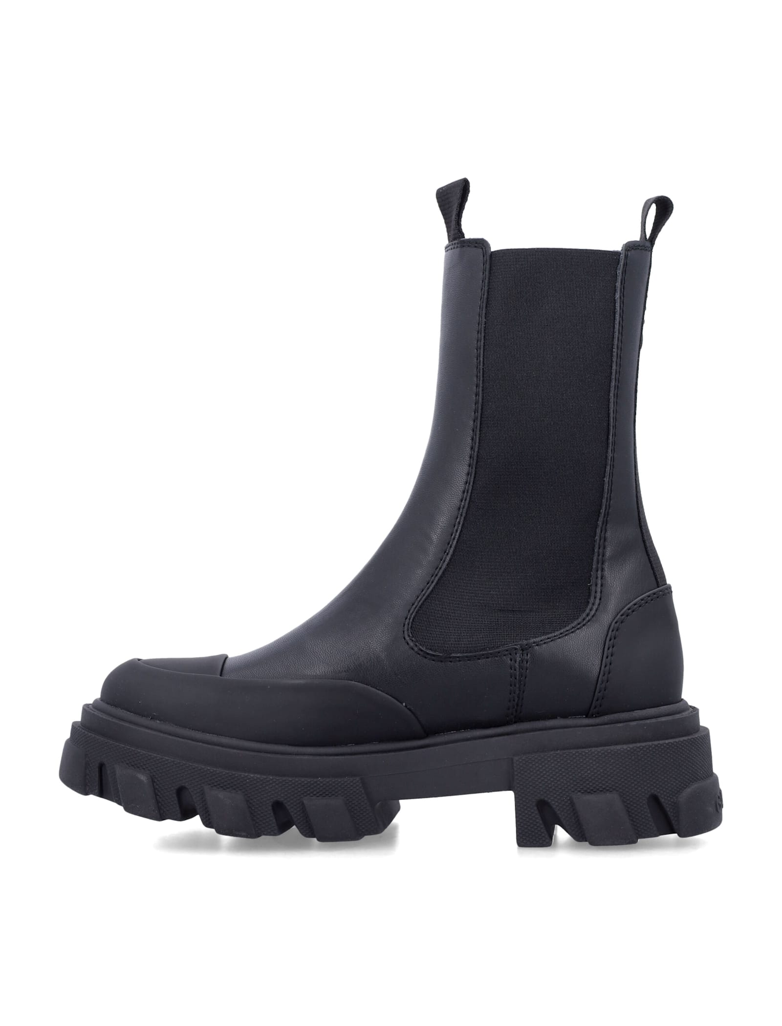 Ganni Cleated Mid Chelsea Boots In Black