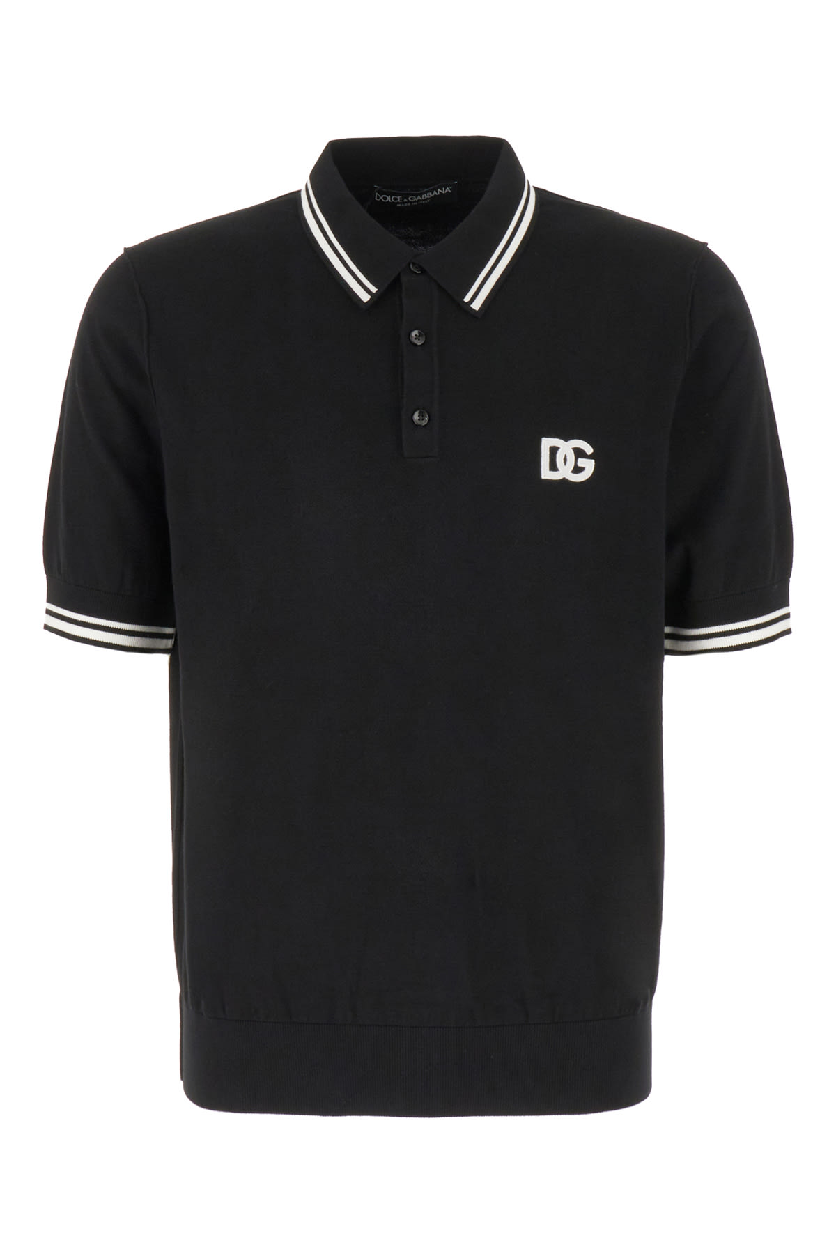 Shop Dolce & Gabbana Black Piquet Polo Shirt In Nero