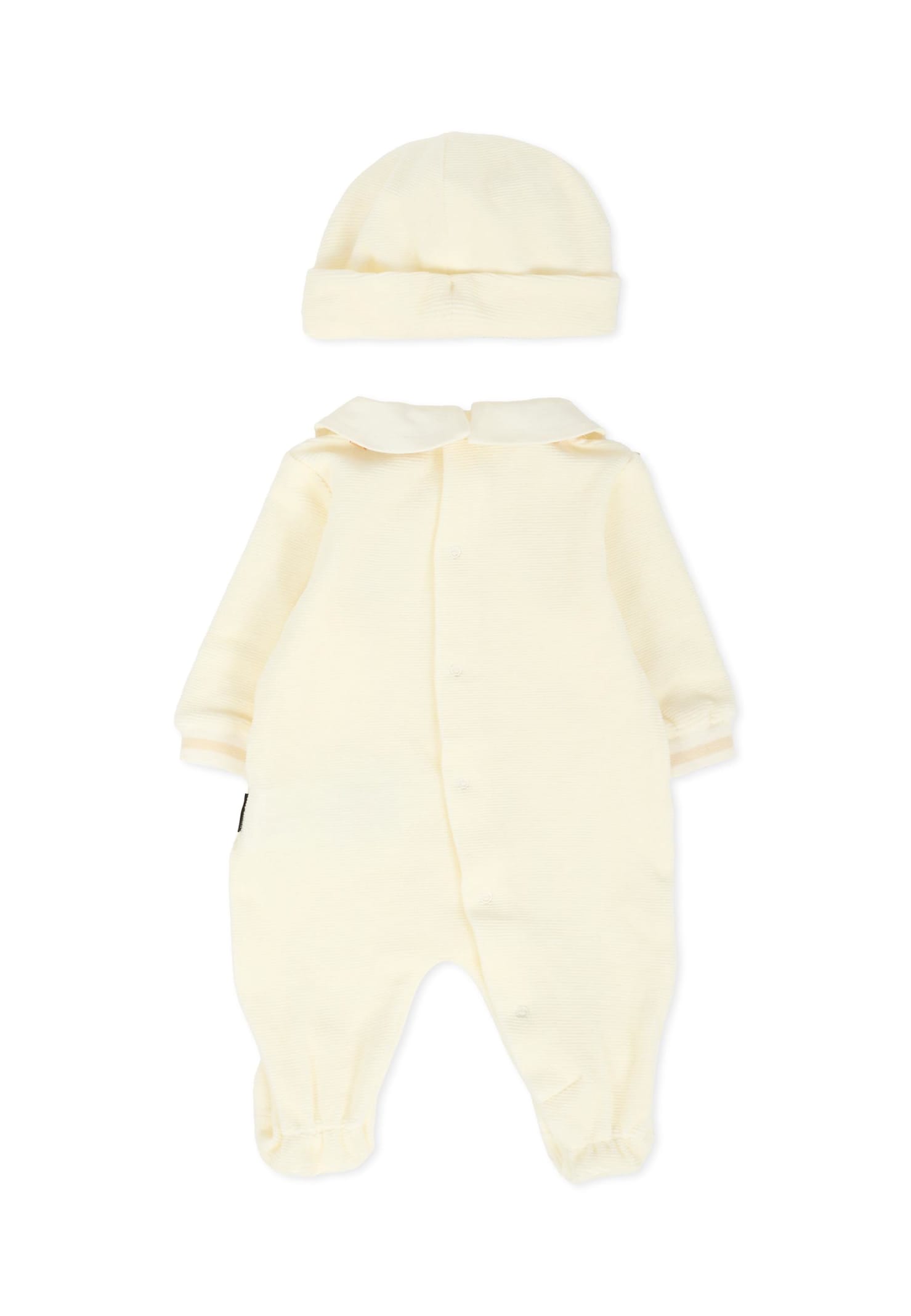 Moschino Ivory Babygrow Set For Babykids With Teddy Bear In White