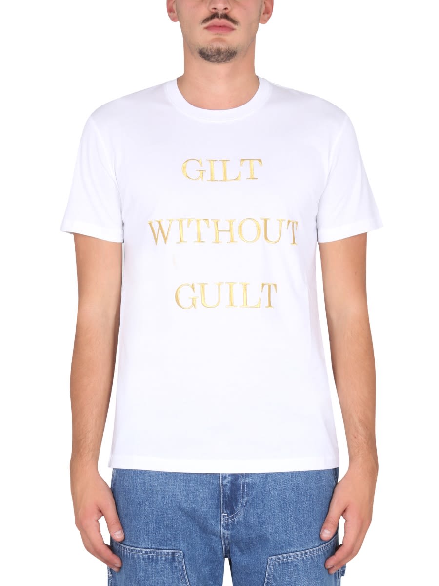 Shop Moschino Guilt Without Guilt T-shirt In White