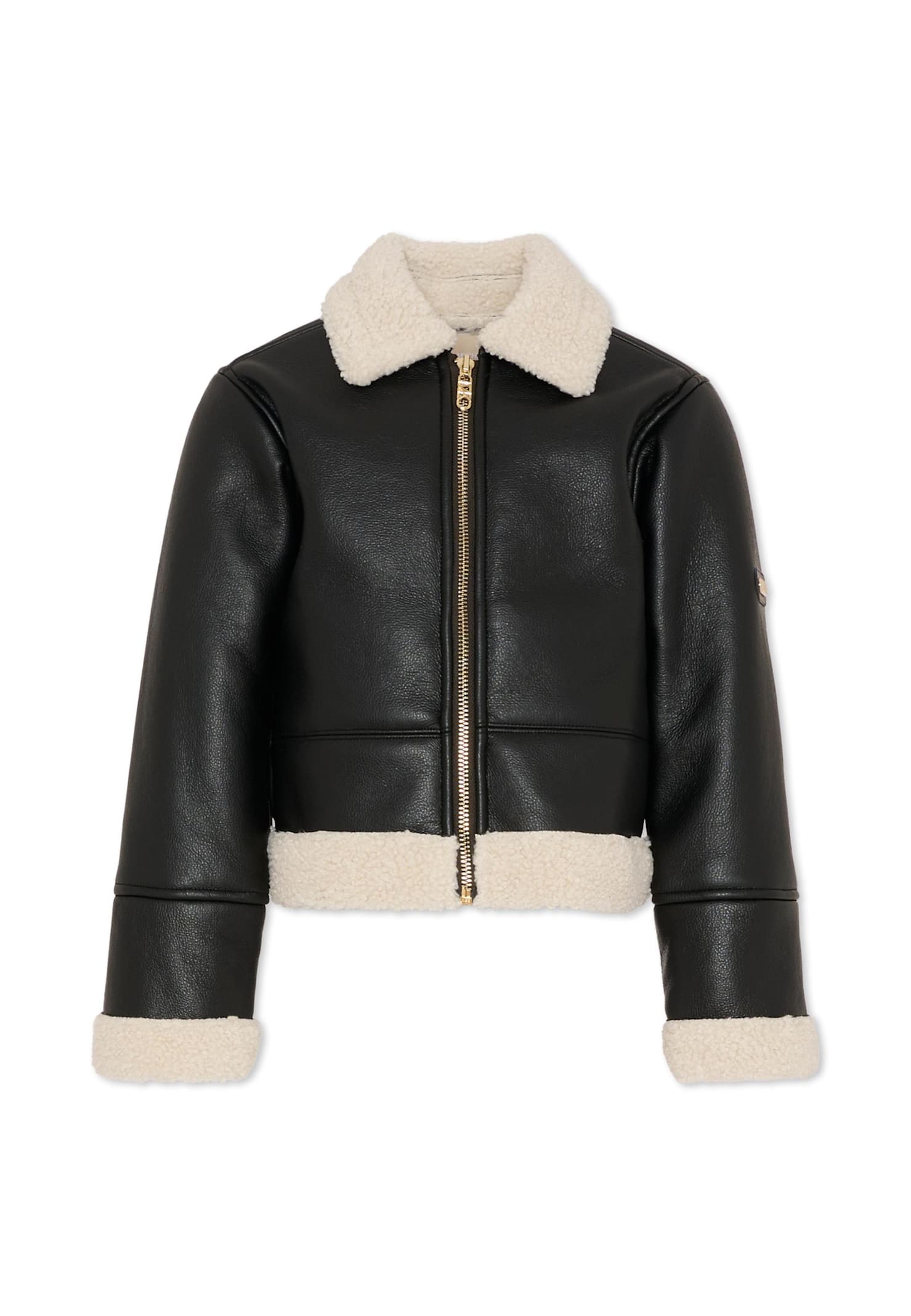 Michael Kors Brown Faux Fur Coat For Girl With Logo In Brown