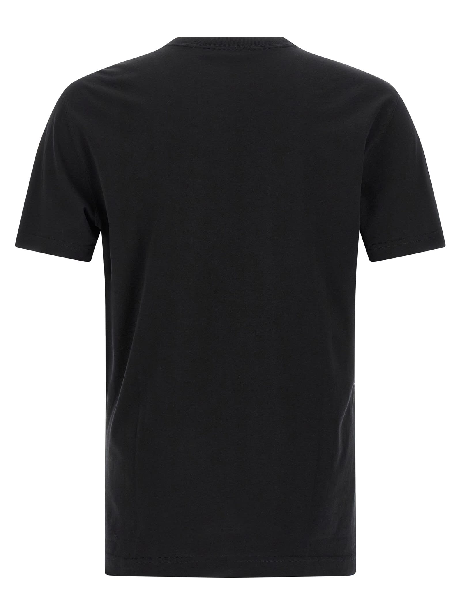 Dolce & Gabbana Black Cotton T-shirt With Large Interlocking Logo Print In Black