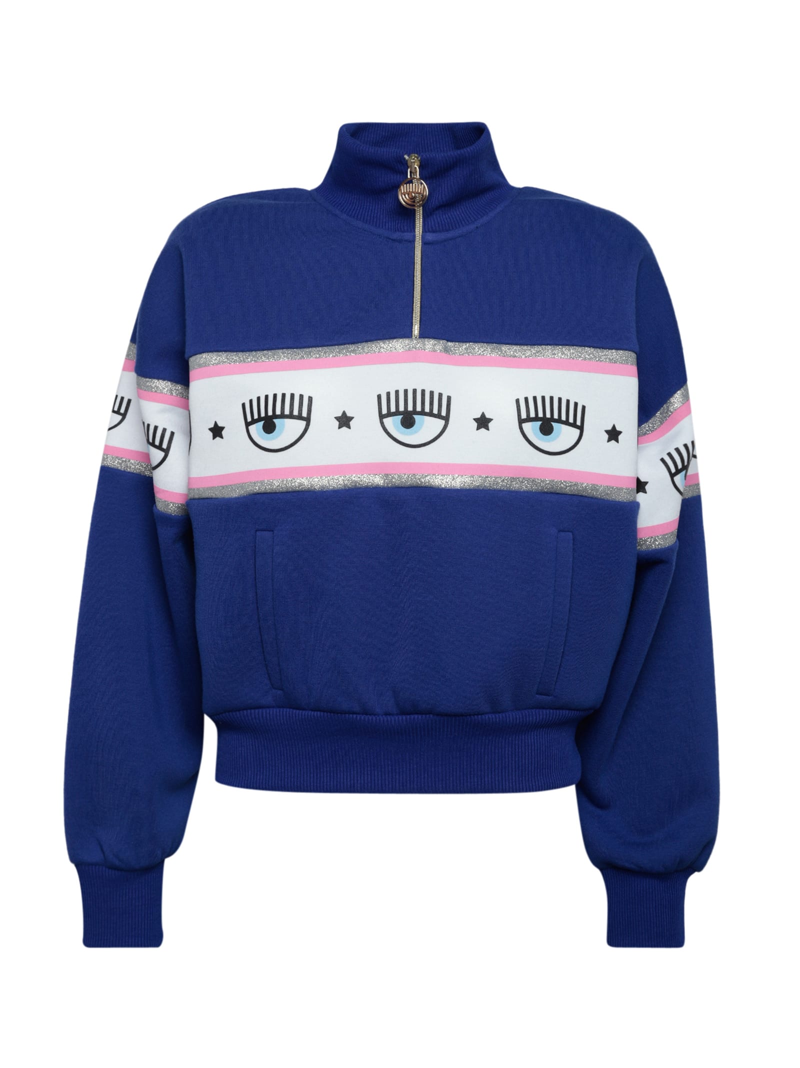 Chiara Ferragni Maxi Logomania Cotton Sweatshirt With Zip