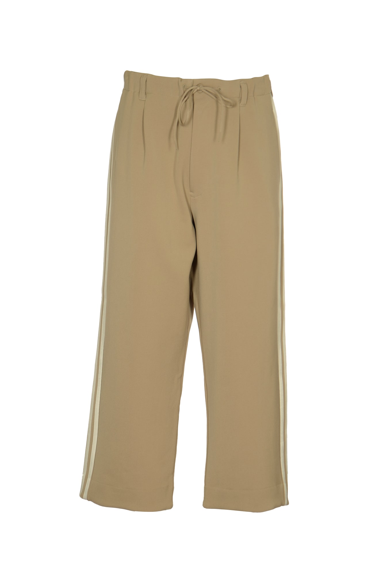 Shop Y-3 Side Stripe Drawstring Trousers In Khaki/white