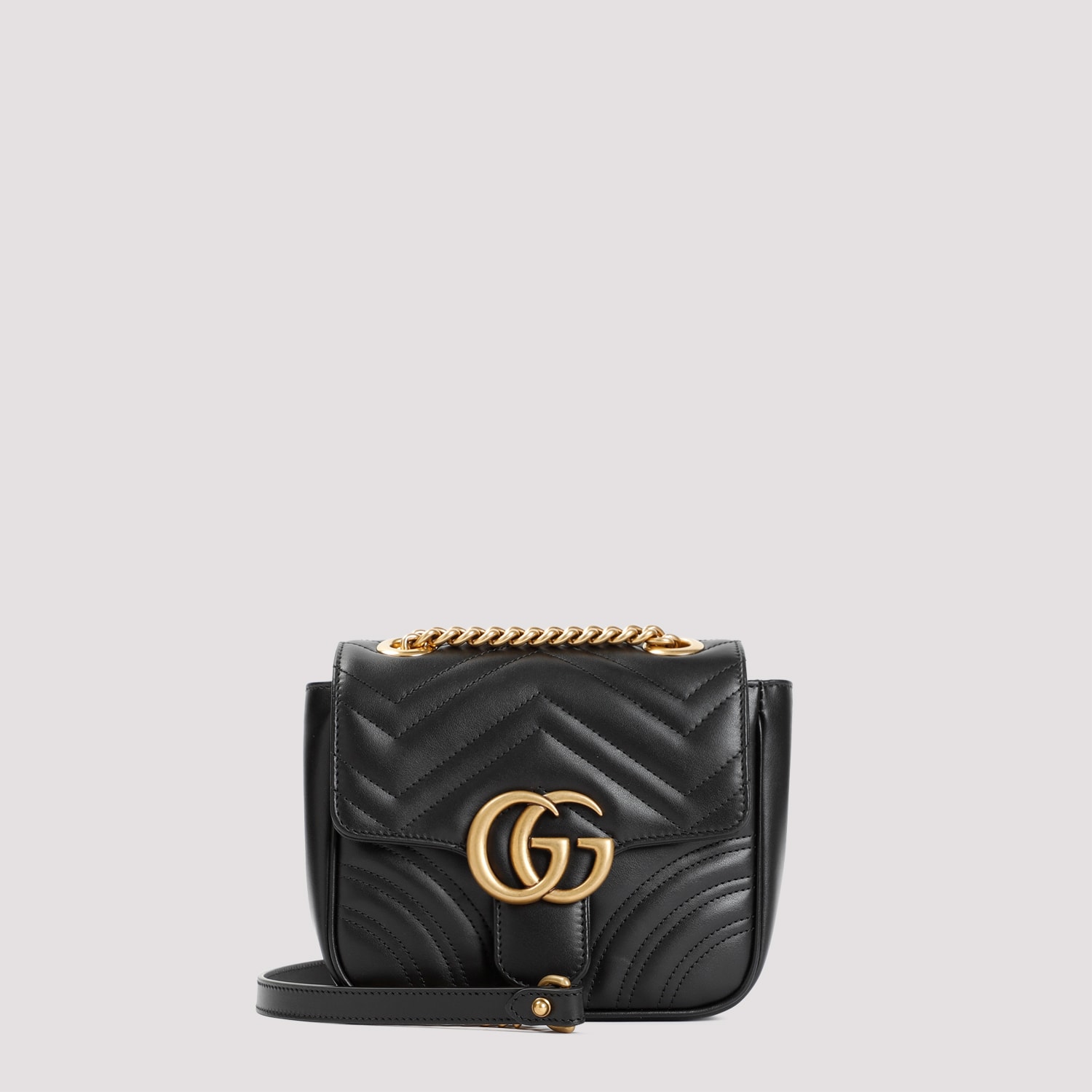 Shop Gucci Gg Marmont Mini Shoulder Bag In Black