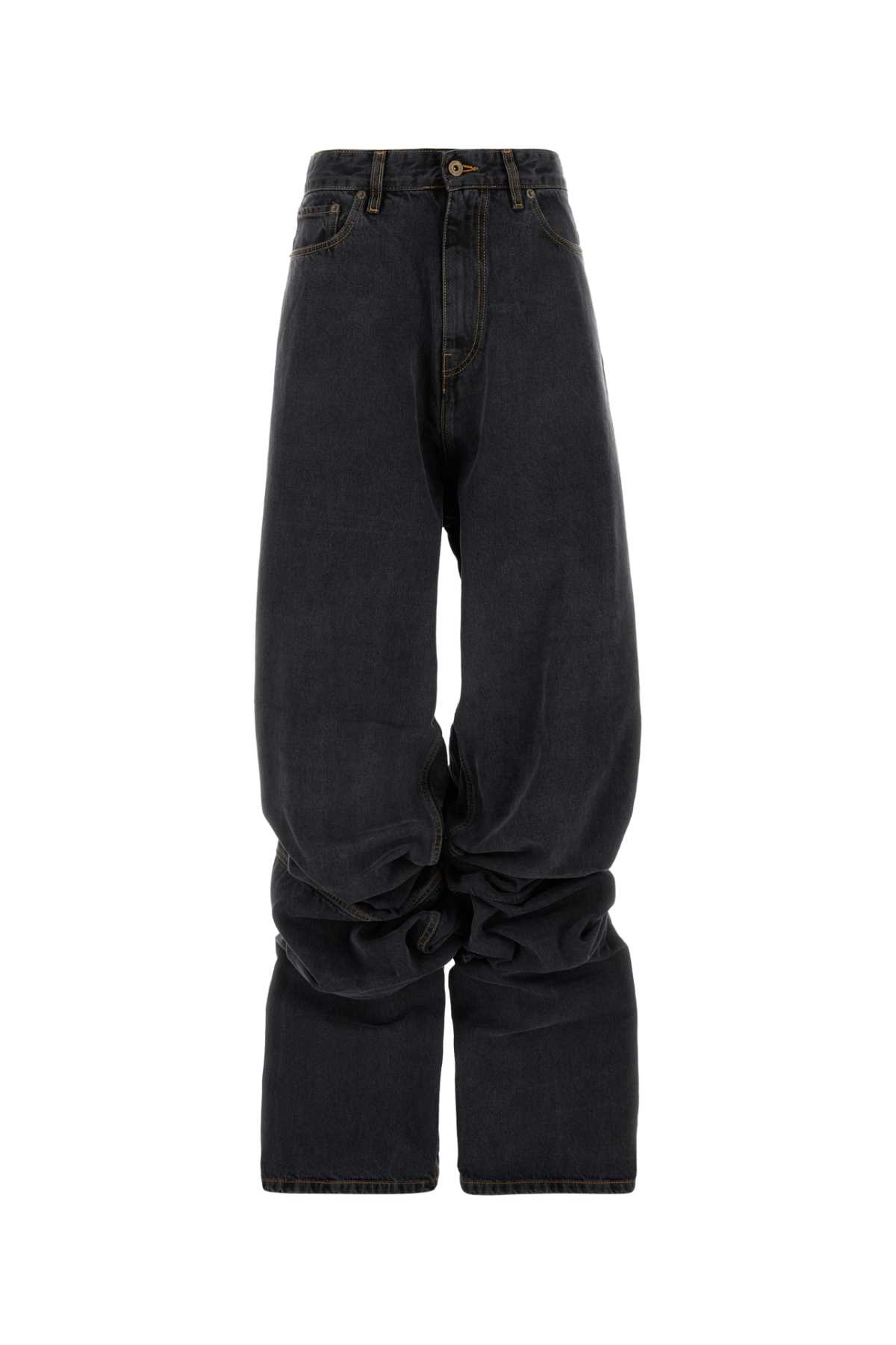 Shop Y/project Black Denim Wide-leg Jeans In Evergreenvintageblack