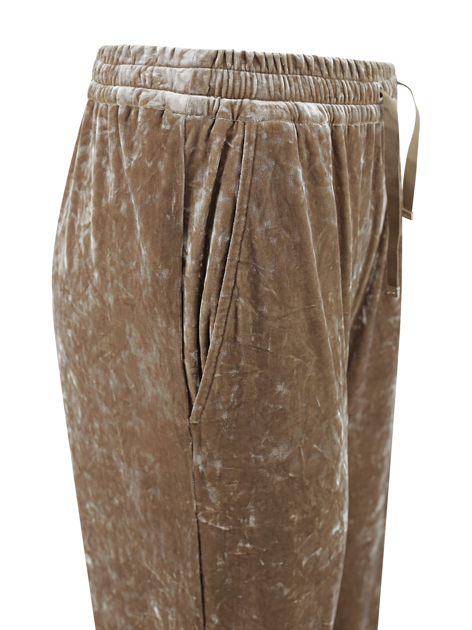 Shop Herno Velvet Trousers In Camel