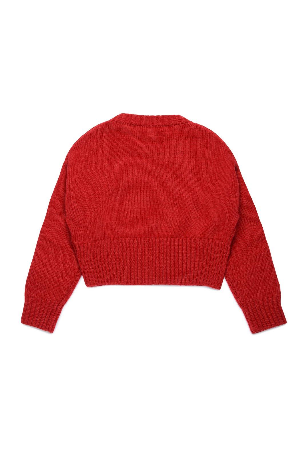 Shop Marni Logo Embroidered Knit Jumper In Red