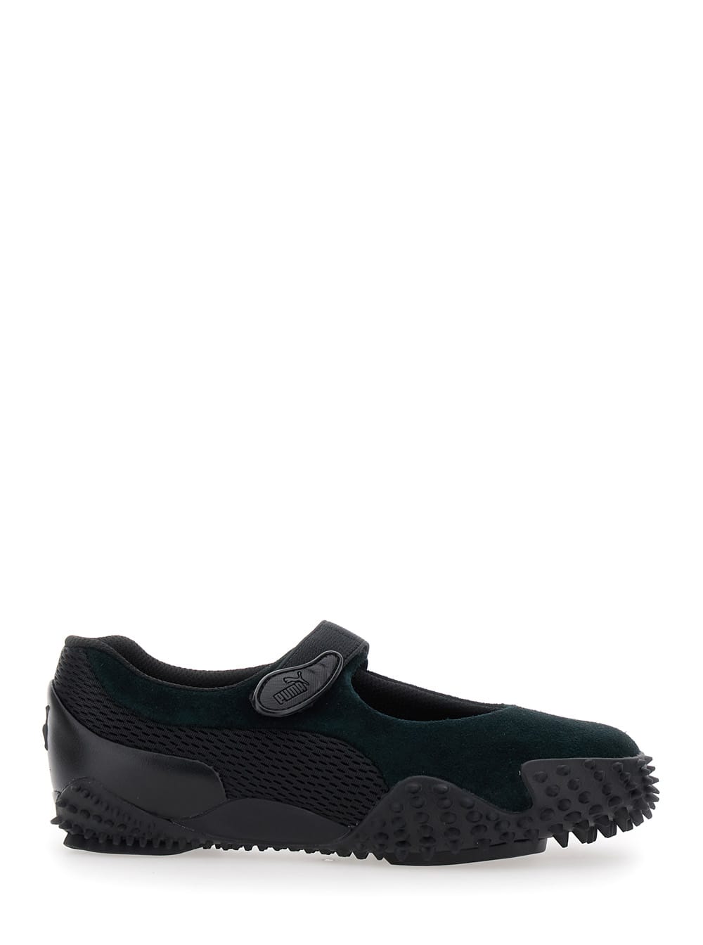 mostro Fey Black Sneakers With Touch-strap Closure And Rubber Sole With Cleats In Suede And Mesh Man
