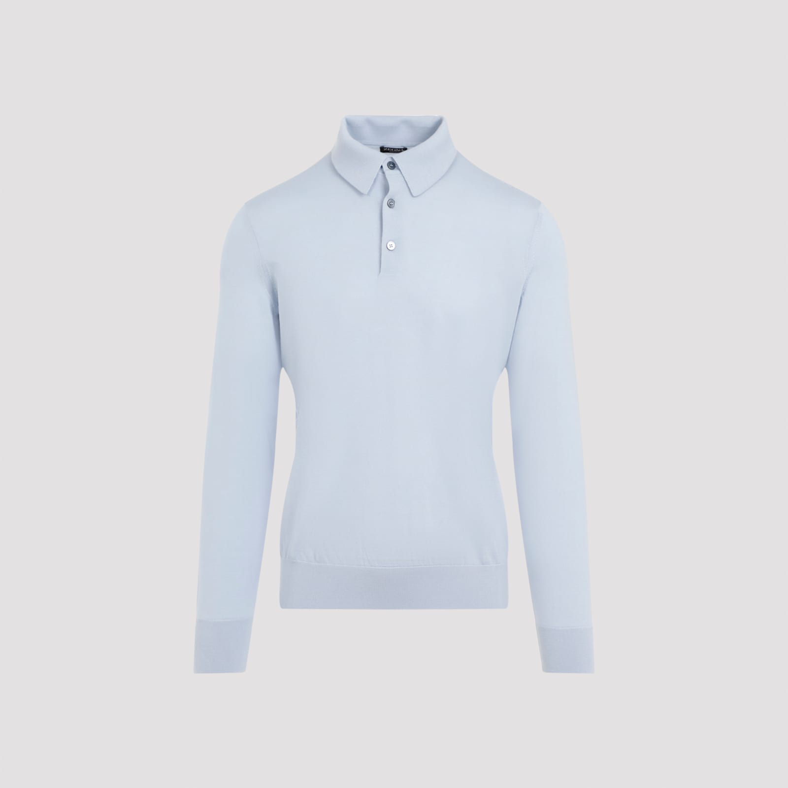 Shop Zegna Cashseta Polo In Blue Chiaro Unito