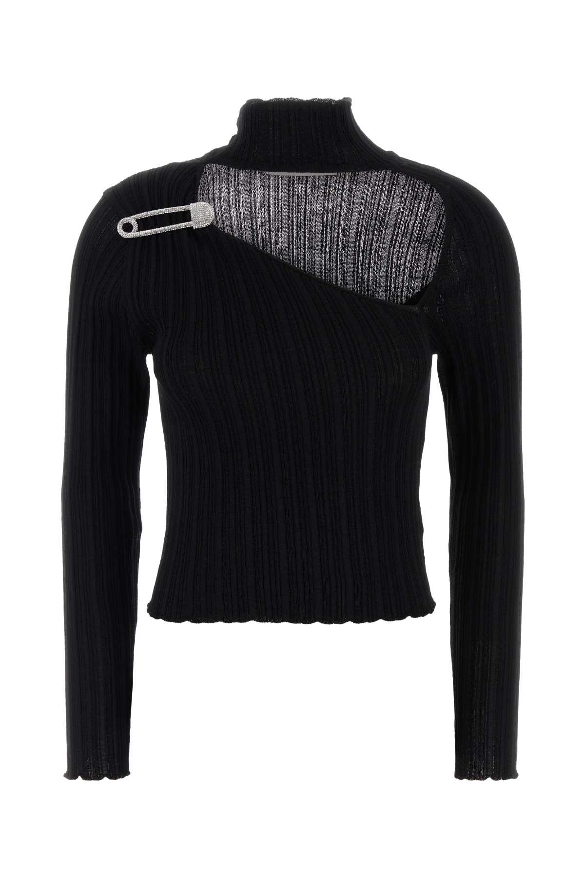 Giuseppe Di Morabito Asymmetric Long Sleeve Turtleneck Top In Black